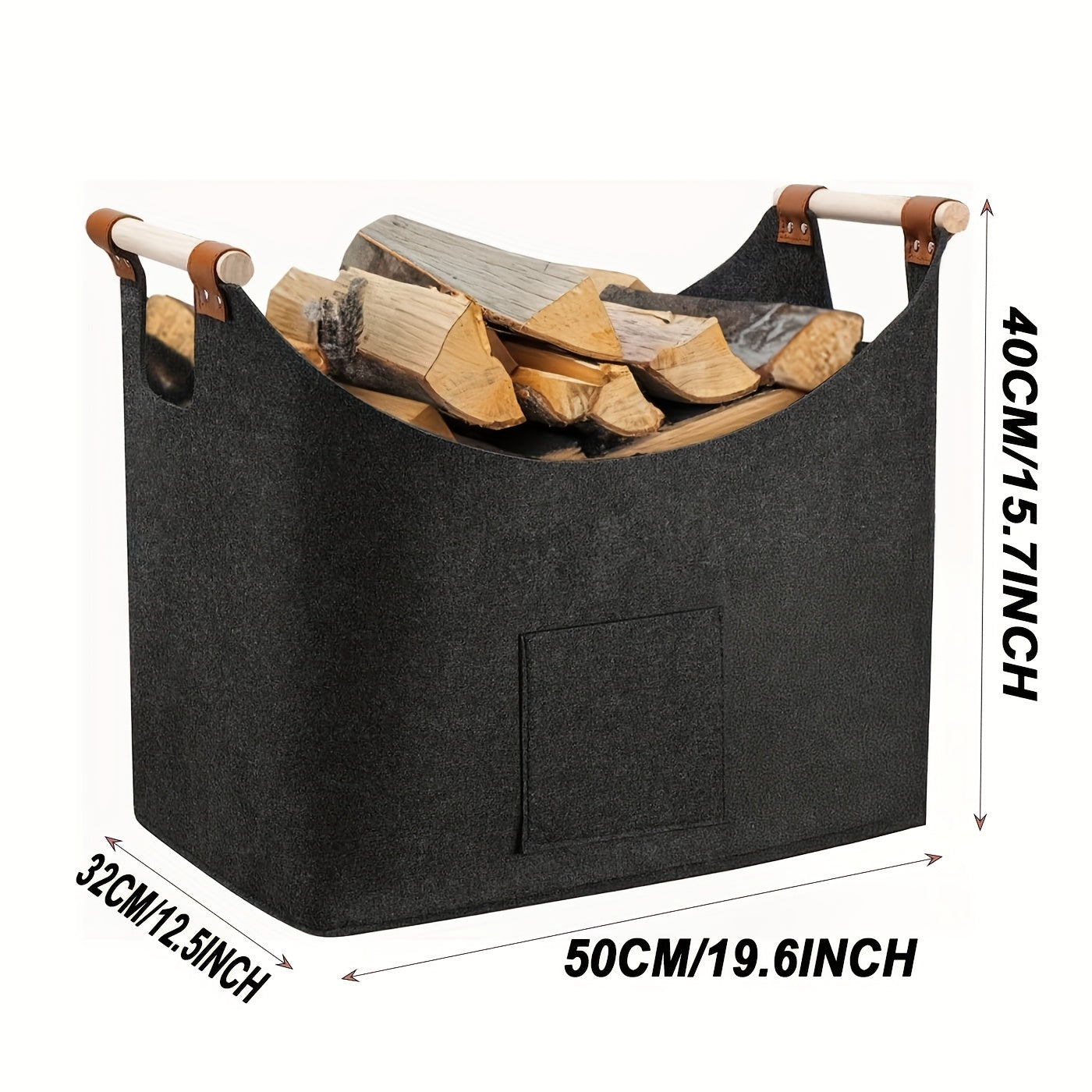 Wooden Firewood Basket with Blanket-1