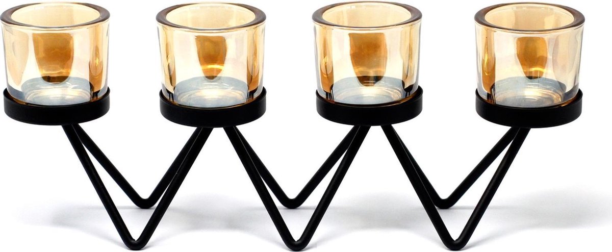 Joy of balance votive iron candlestick - 4 candles - candle holder - 34.5 x 8 x 13.5cm
