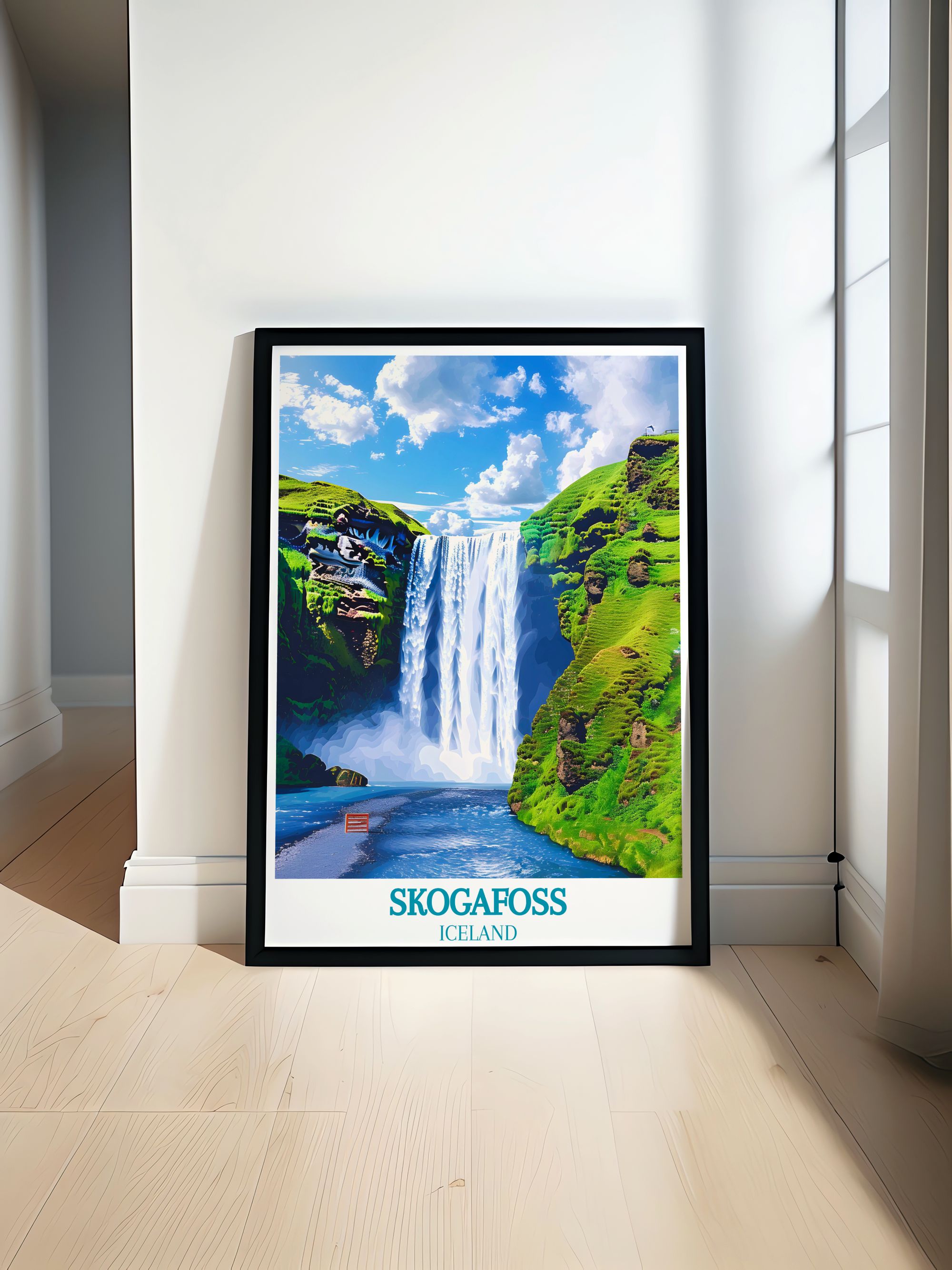 Skogafoss Custom Prints Skogafoss Waterfall Gallery Wall Art Iceland Modern Wall Decor