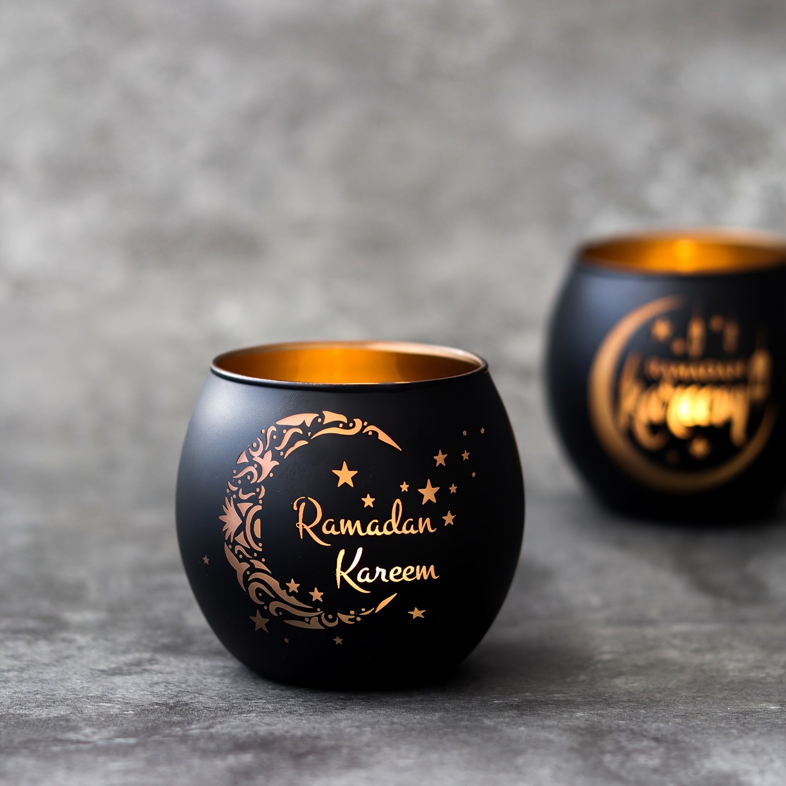 Vintage Glass Ramadan Candle Holders (2pcs)