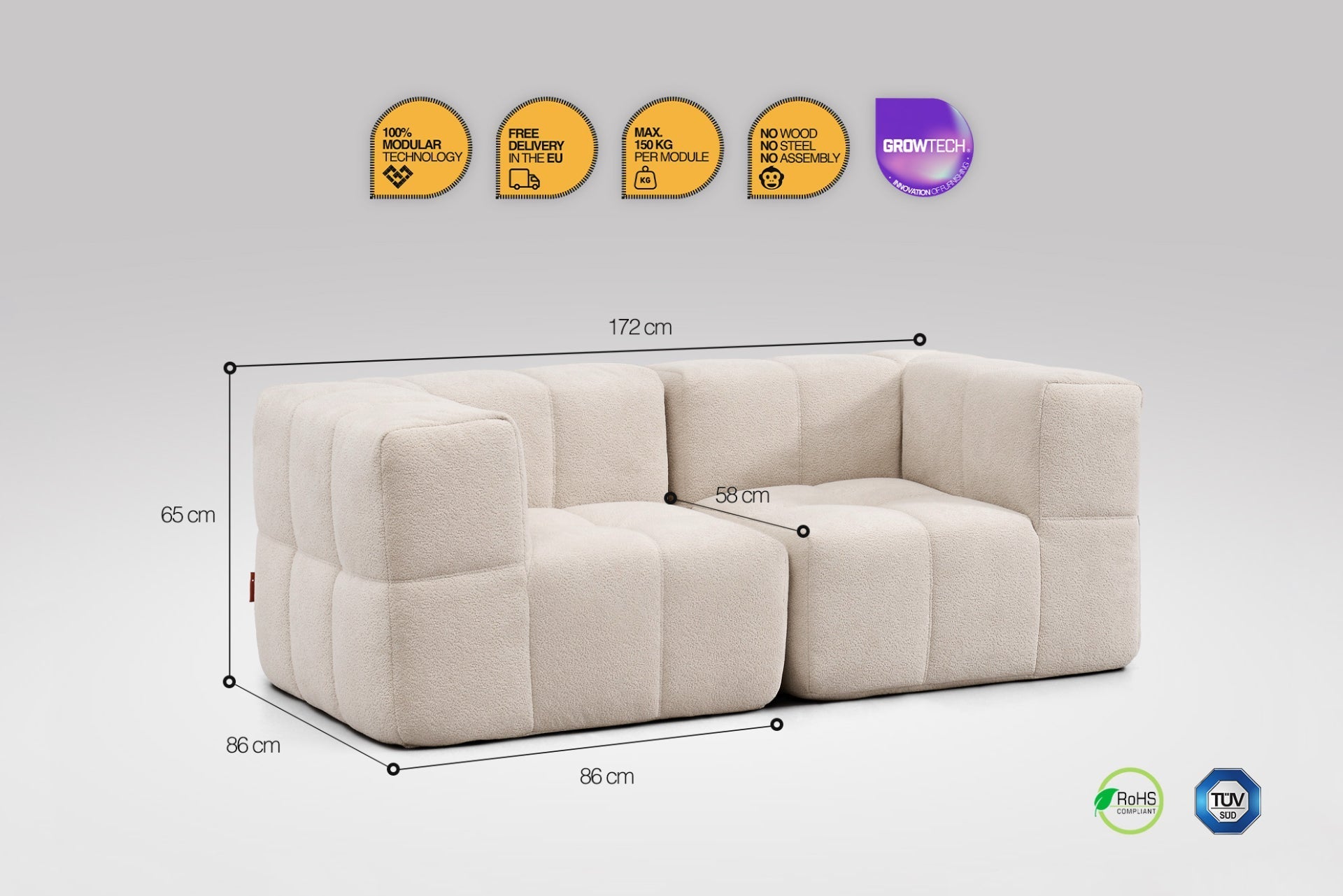 2 Teiliges Modulares Sofa – Beige-2