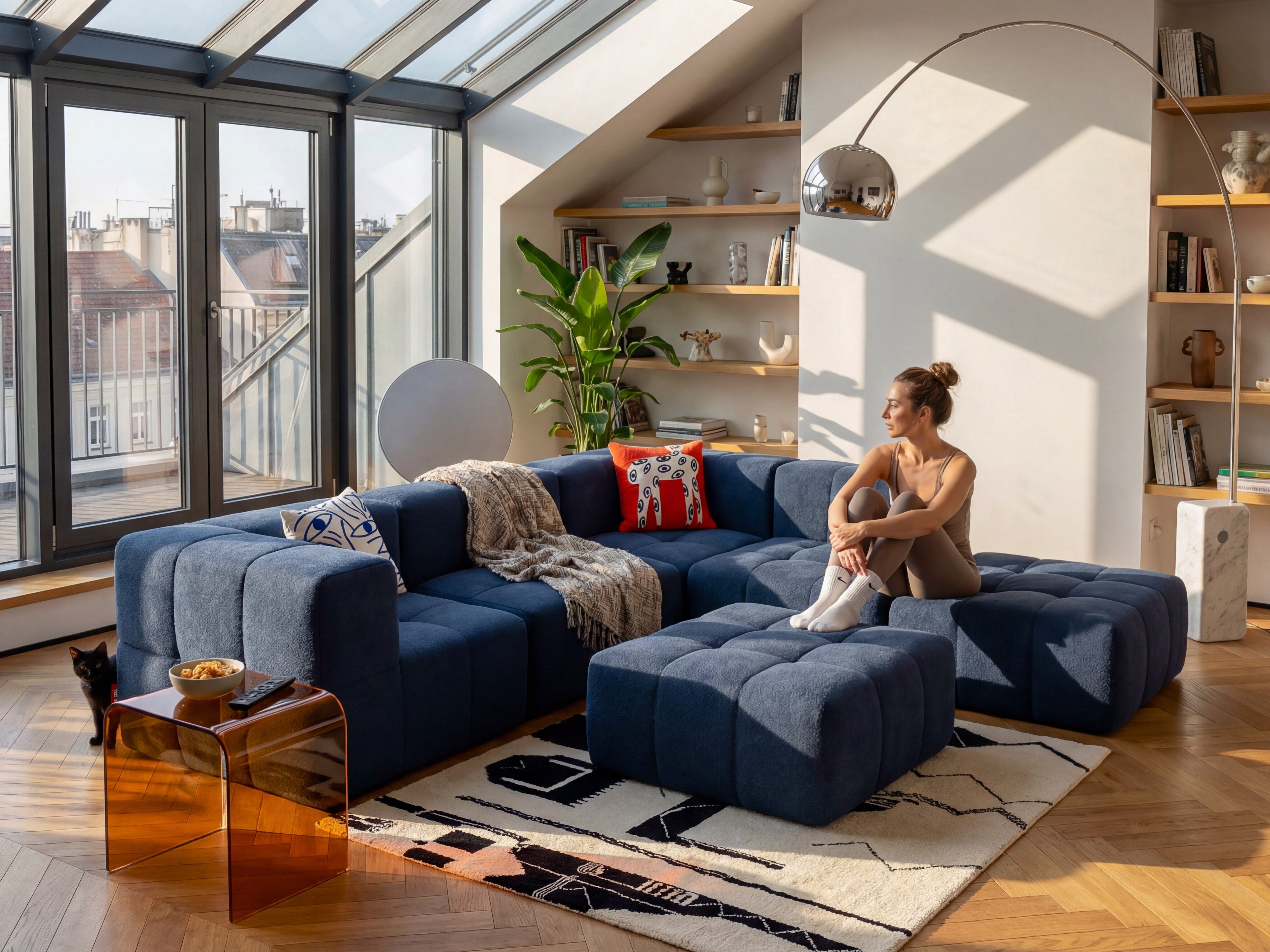 5 Teiliges Modulares Sofa – Blau-4
