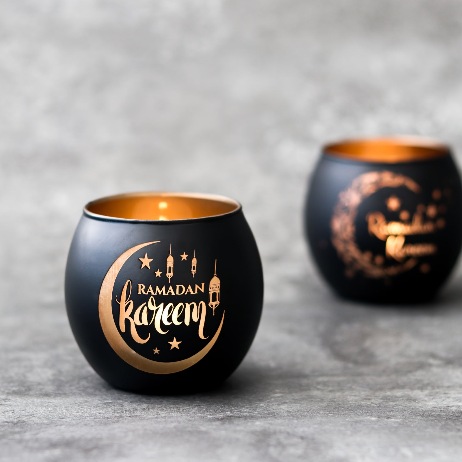 Vintage Glass Ramadan Candle Holders (2pcs)