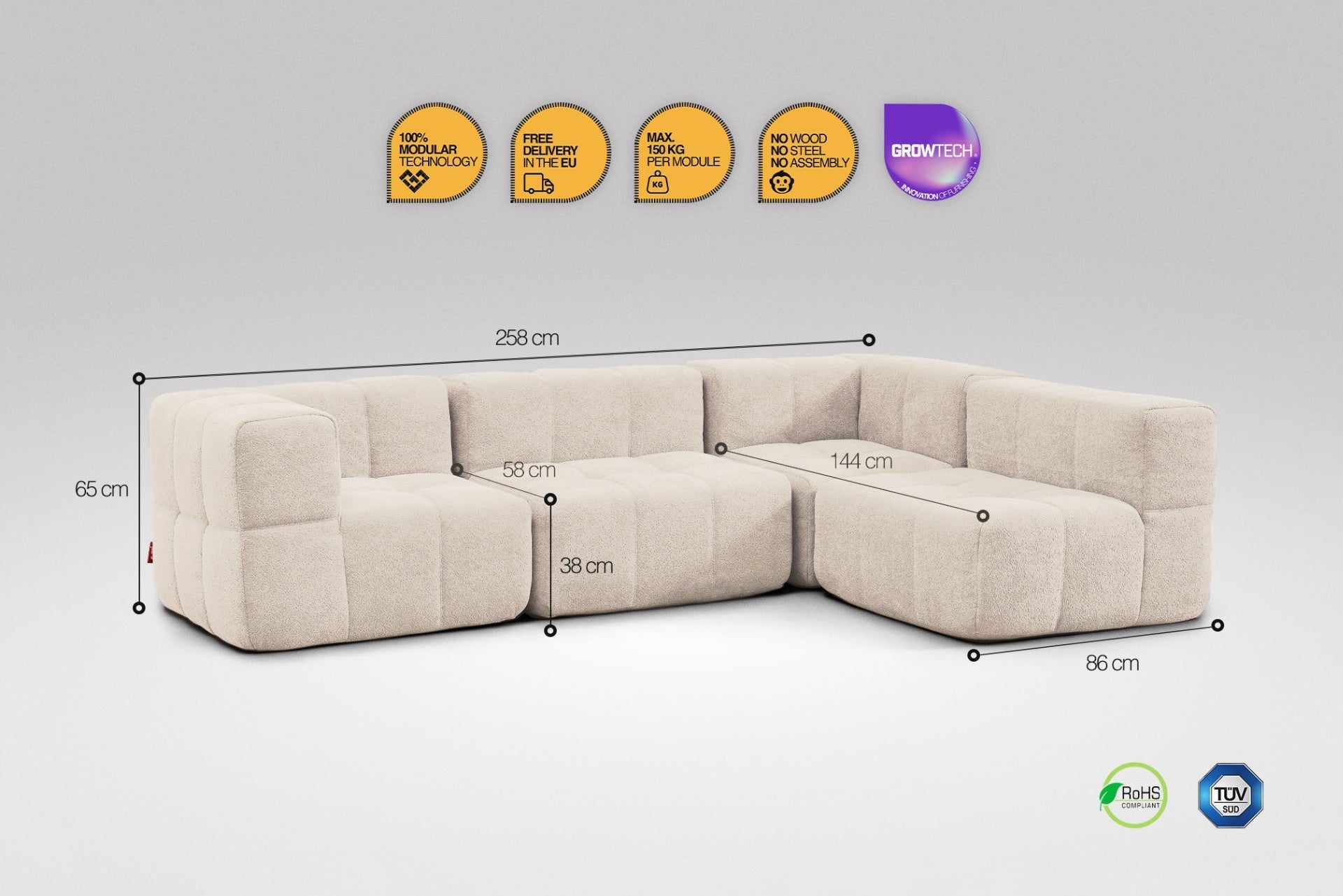 4 Teiliges Modulares Sofa – Beige-1