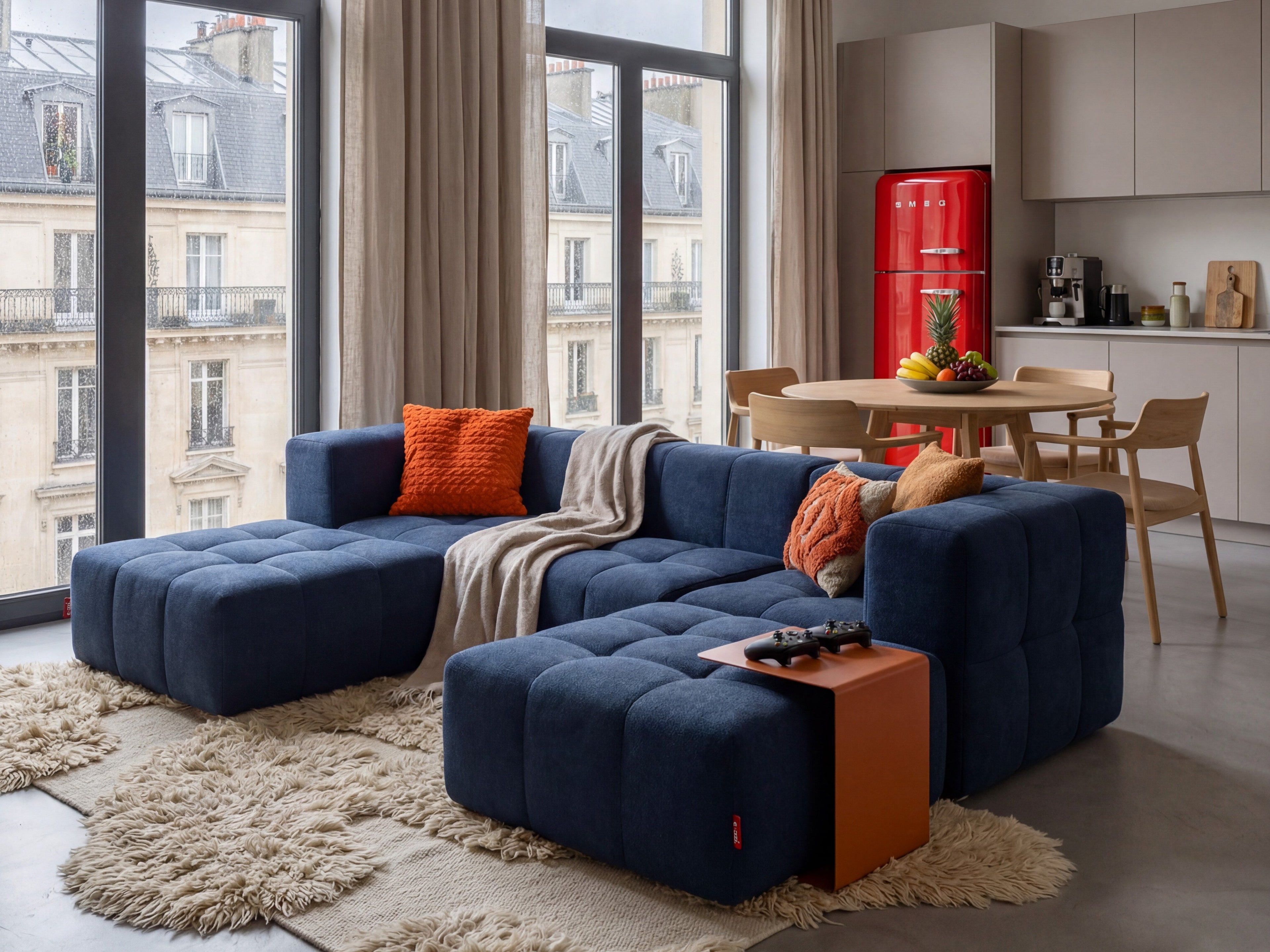 6 Teiliges Modulares Sofa – Blau