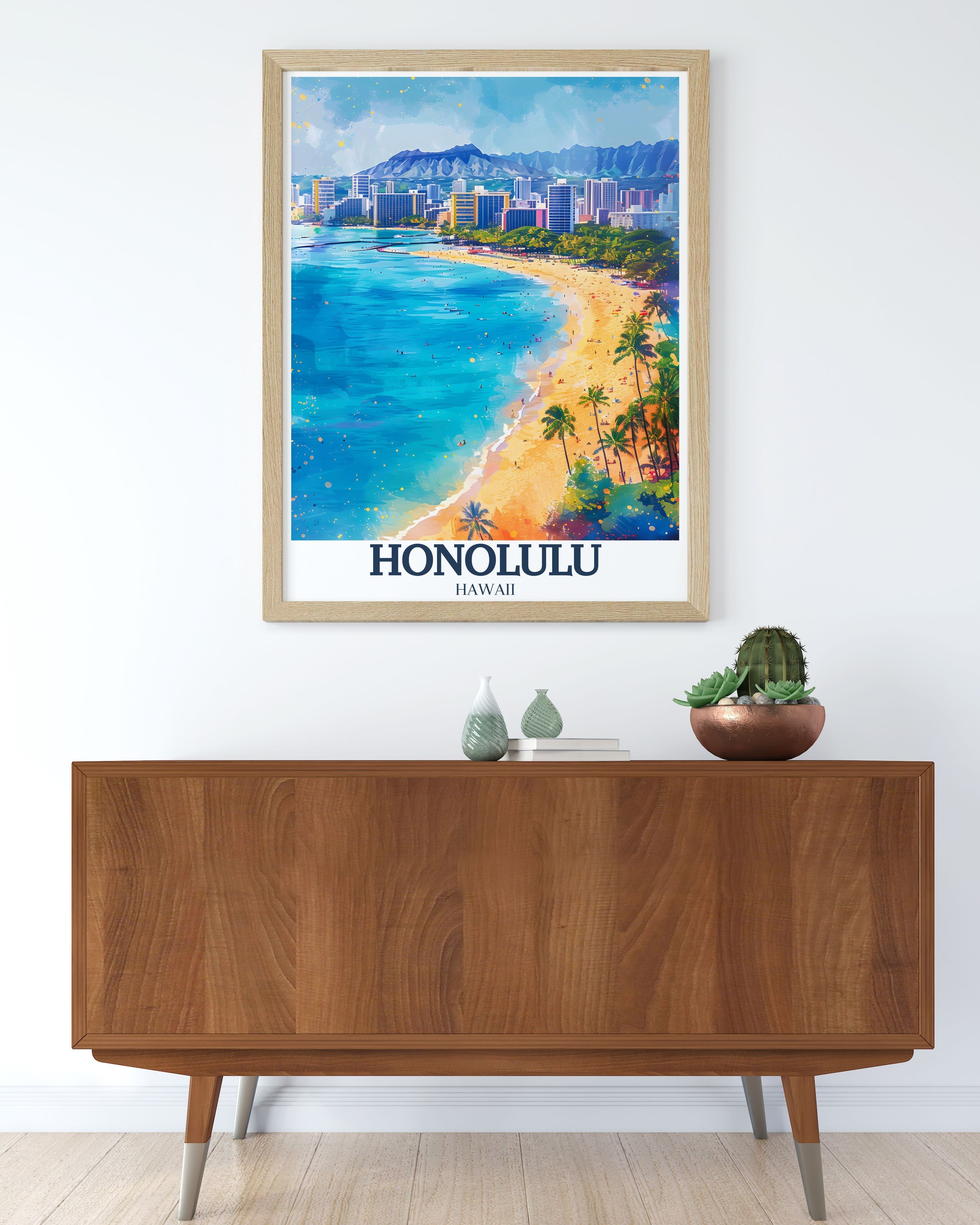Honolulu  Art Prints - Waikiki Beach Home Decor - Aloha Tower Custom Prints - Diamond Head  Wall Art