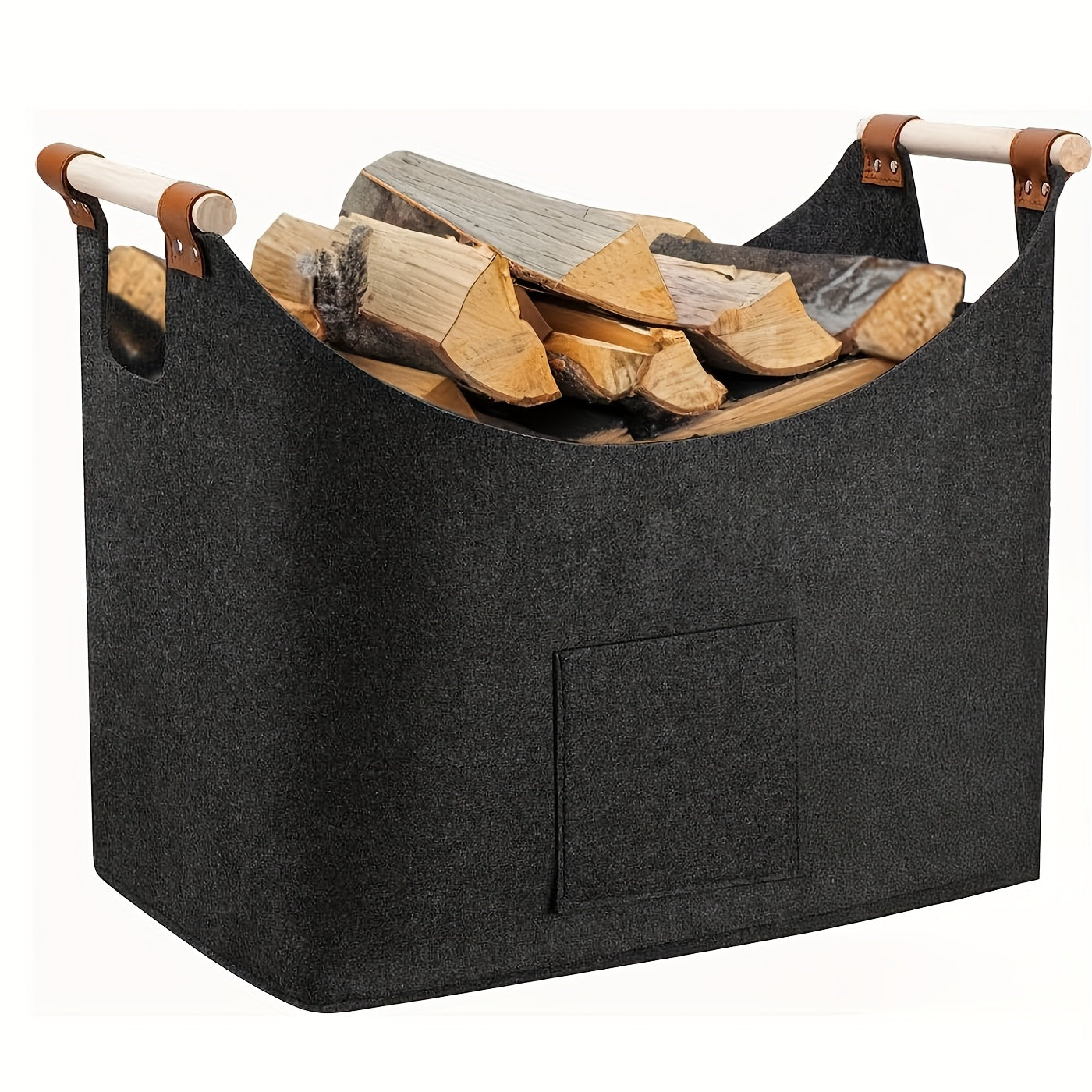 Wooden Firewood Basket with Blanket-0