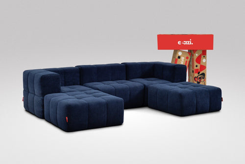 5 Teiliges Modulares Sofa – Blau-0