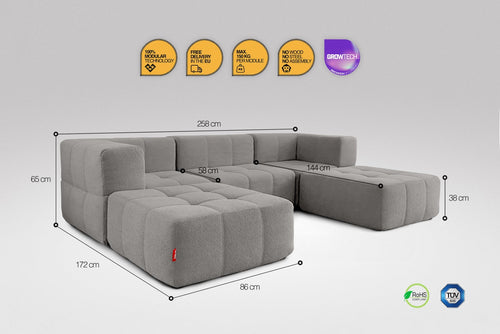 5 Teiliges Modulares Sofa – Grau