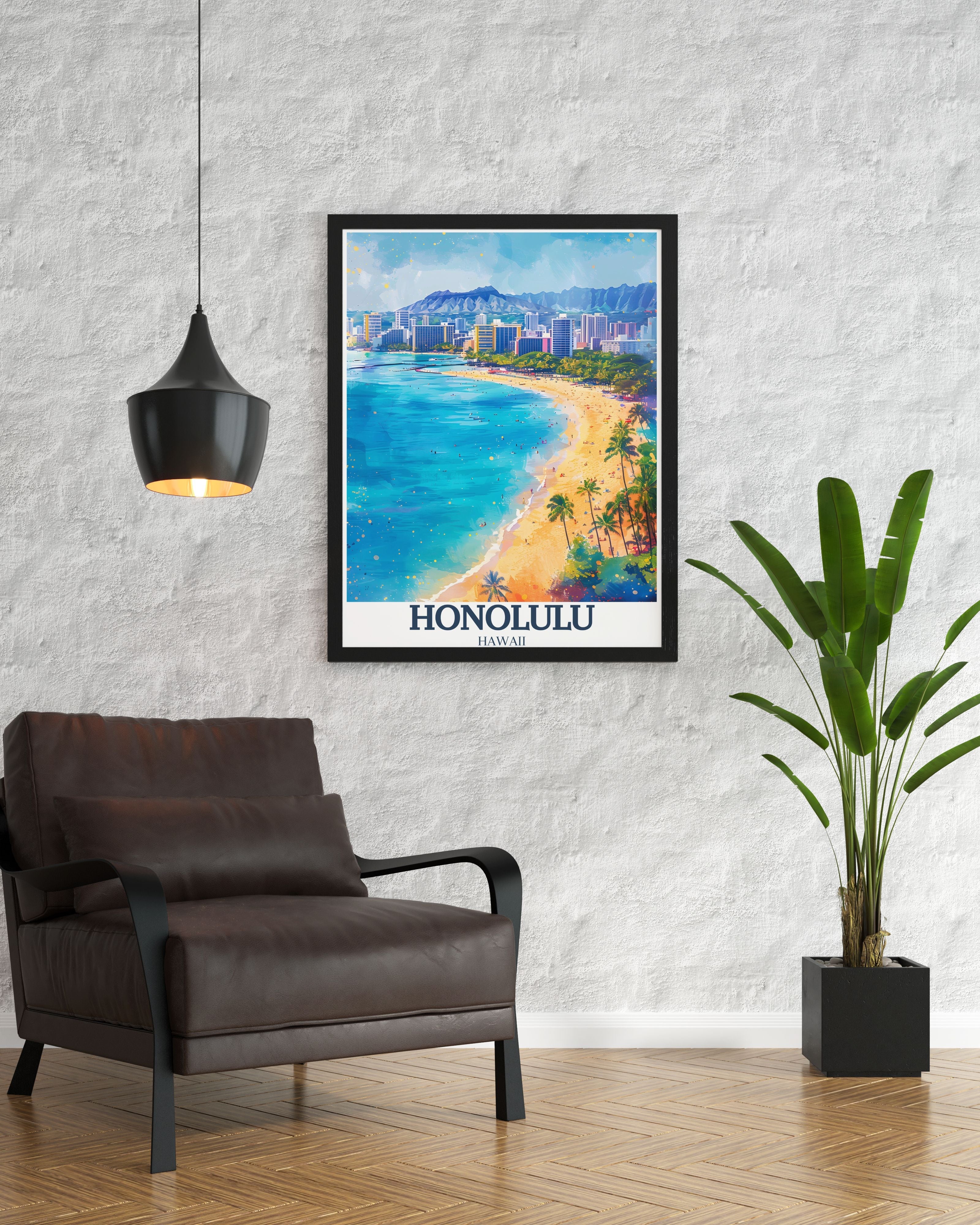 Honolulu  Art Prints - Waikiki Beach Home Decor - Aloha Tower Custom Prints - Diamond Head  Wall Art