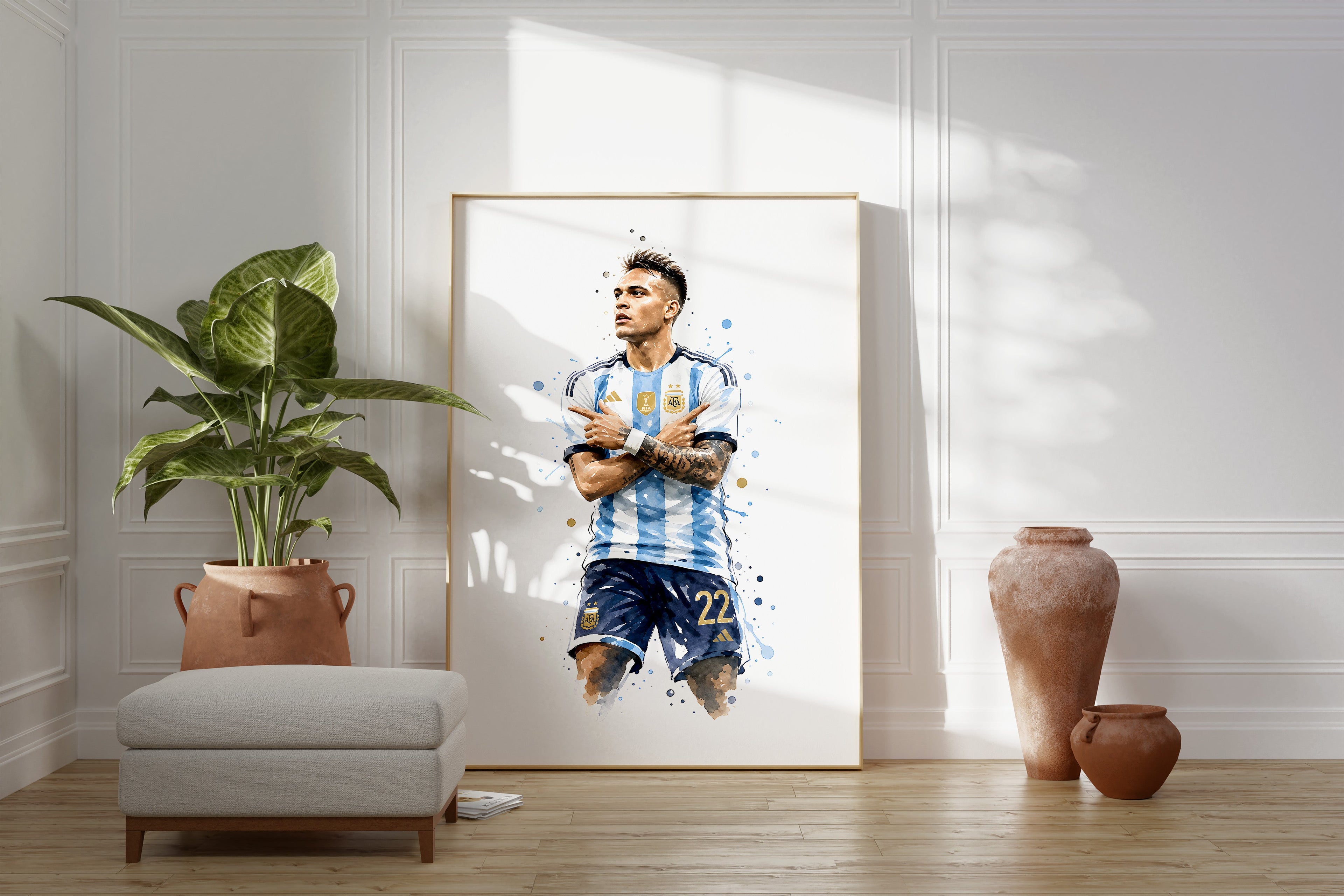 Argentinien Fußball Poster · Geschenkidee · Aquarell Sport Wandbild · Deko Print ohne Rahmen-1