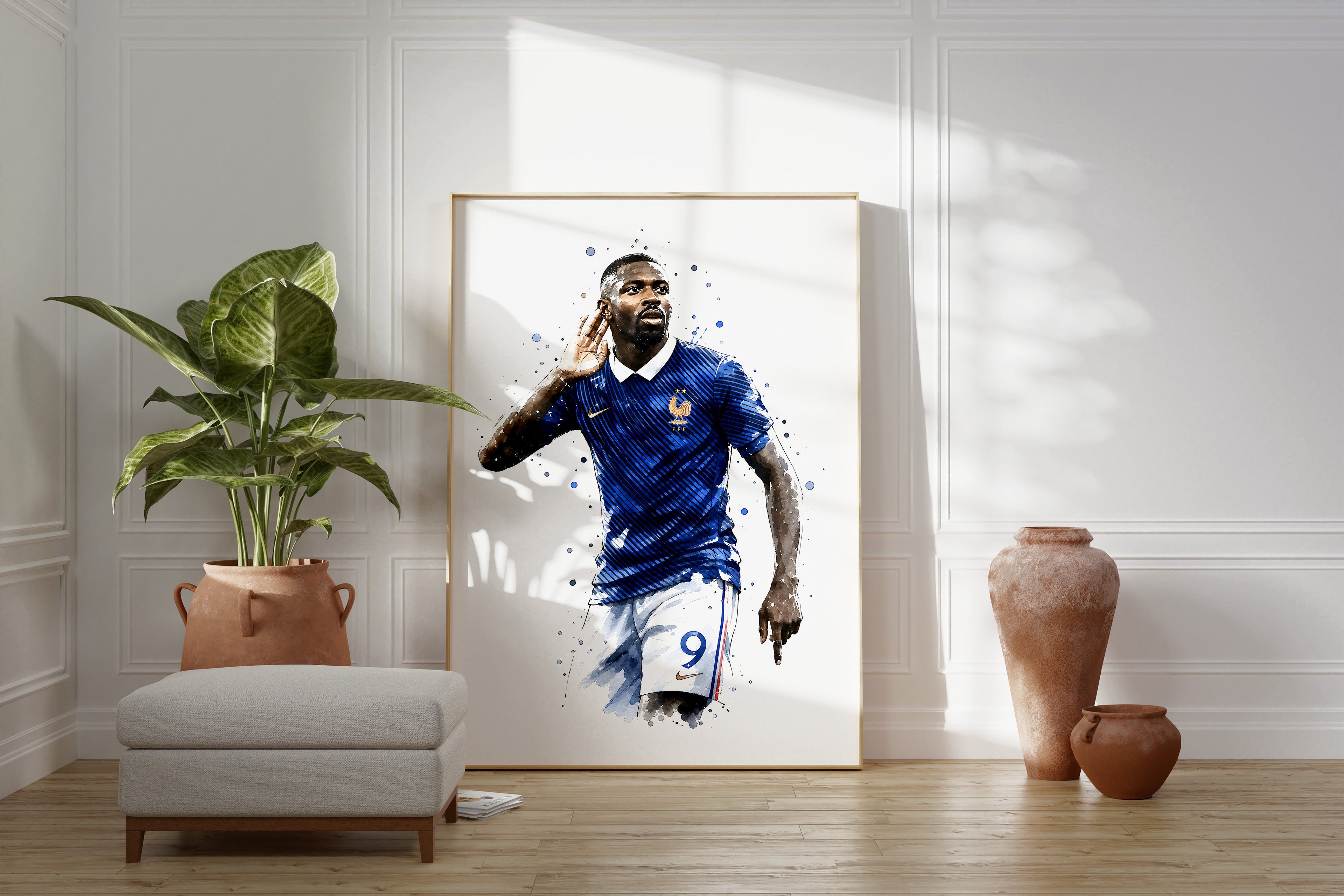 Frankreich Fußball Poster · Geschenkidee · Aquarell Sport Wandbild · Deko Print ohne Rahmen-1