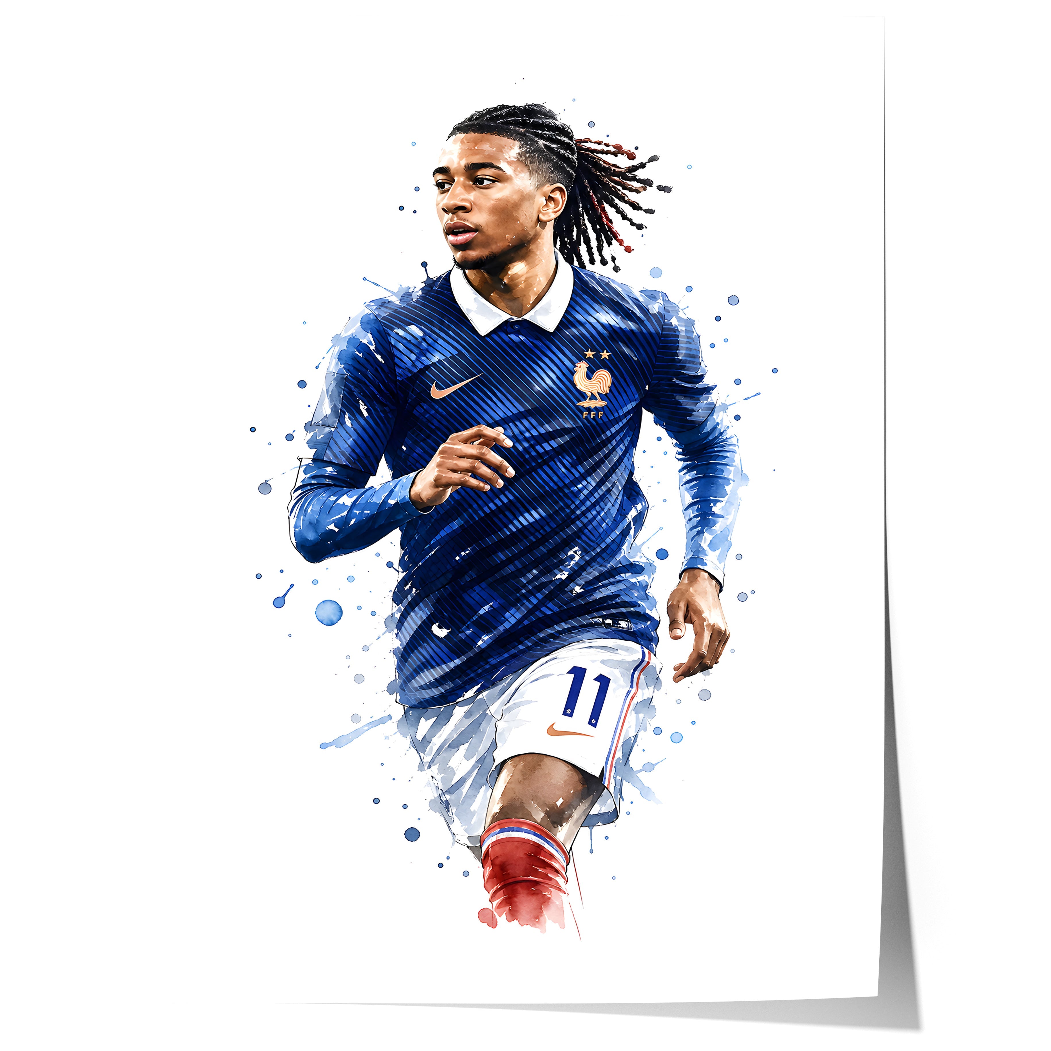 Frankreich Fußball Poster · Geschenkidee · Aquarell Sport Wandbild · Deko Print ohne Rahmen-0