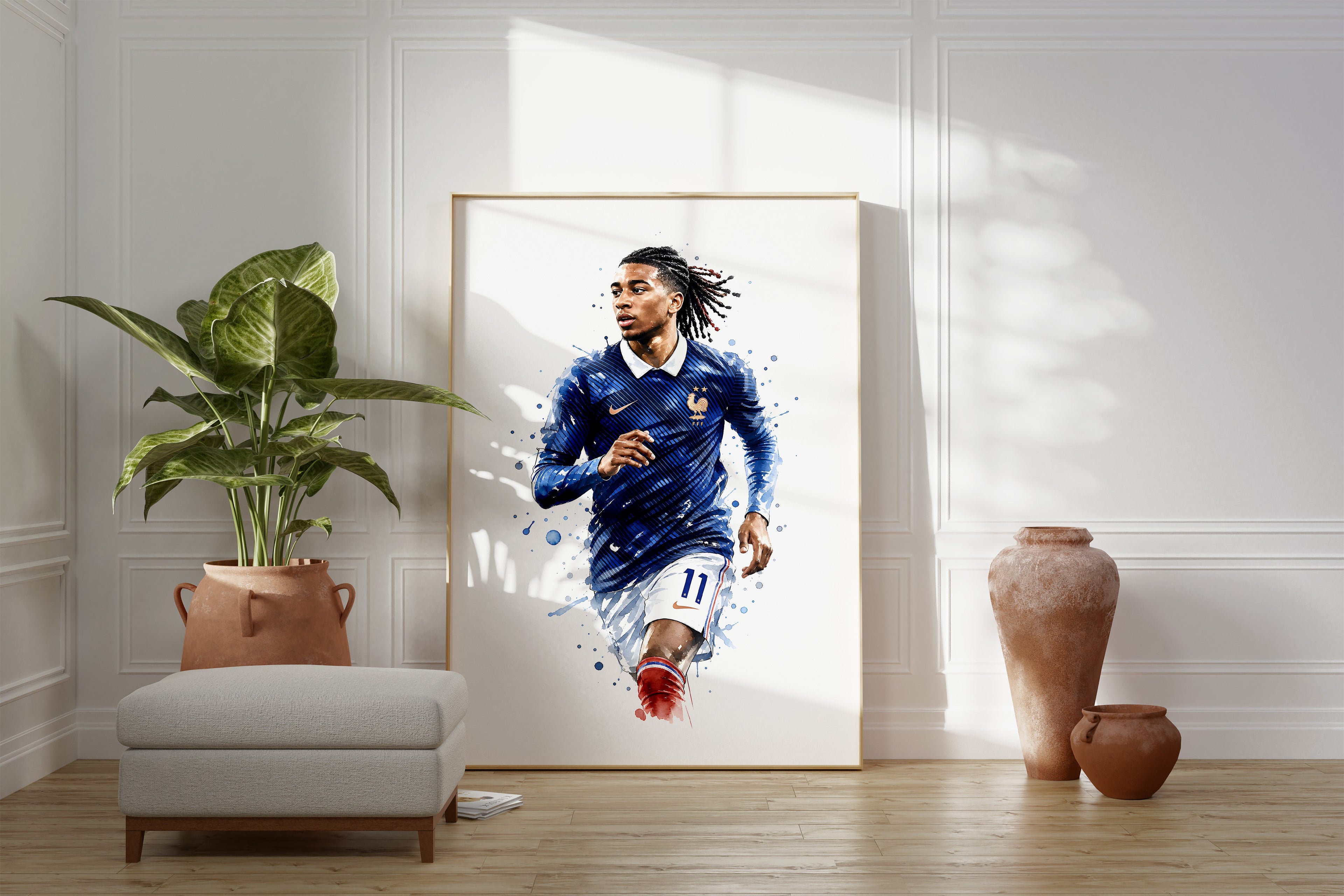 Frankreich Fußball Poster · Geschenkidee · Aquarell Sport Wandbild · Deko Print ohne Rahmen-1