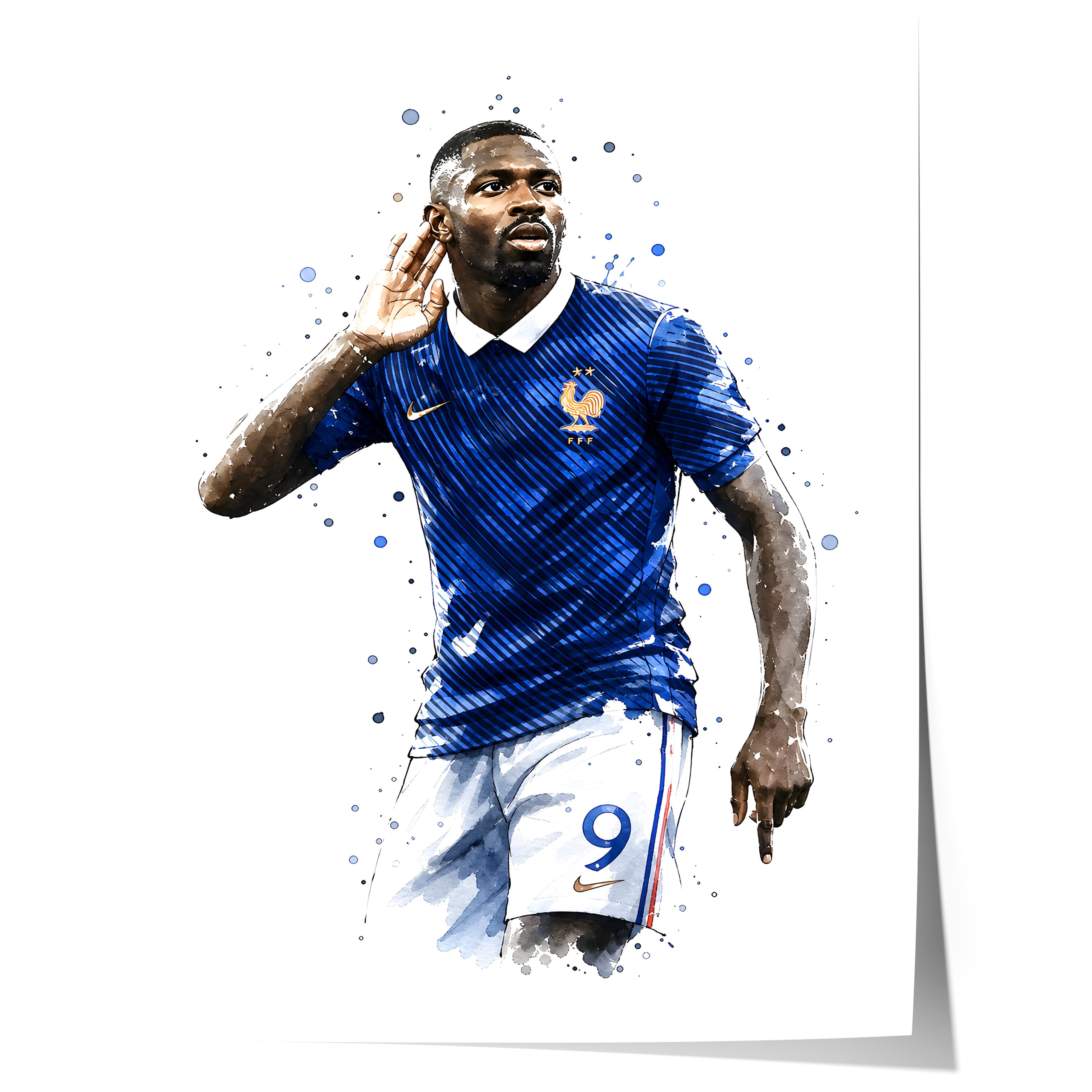 Frankreich Fußball Poster · Geschenkidee · Aquarell Sport Wandbild · Deko Print ohne Rahmen-0