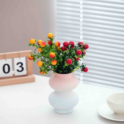 Handmade Dopamine Gradient Ceramic Vase – Geometric Matte Modern Flower Vase