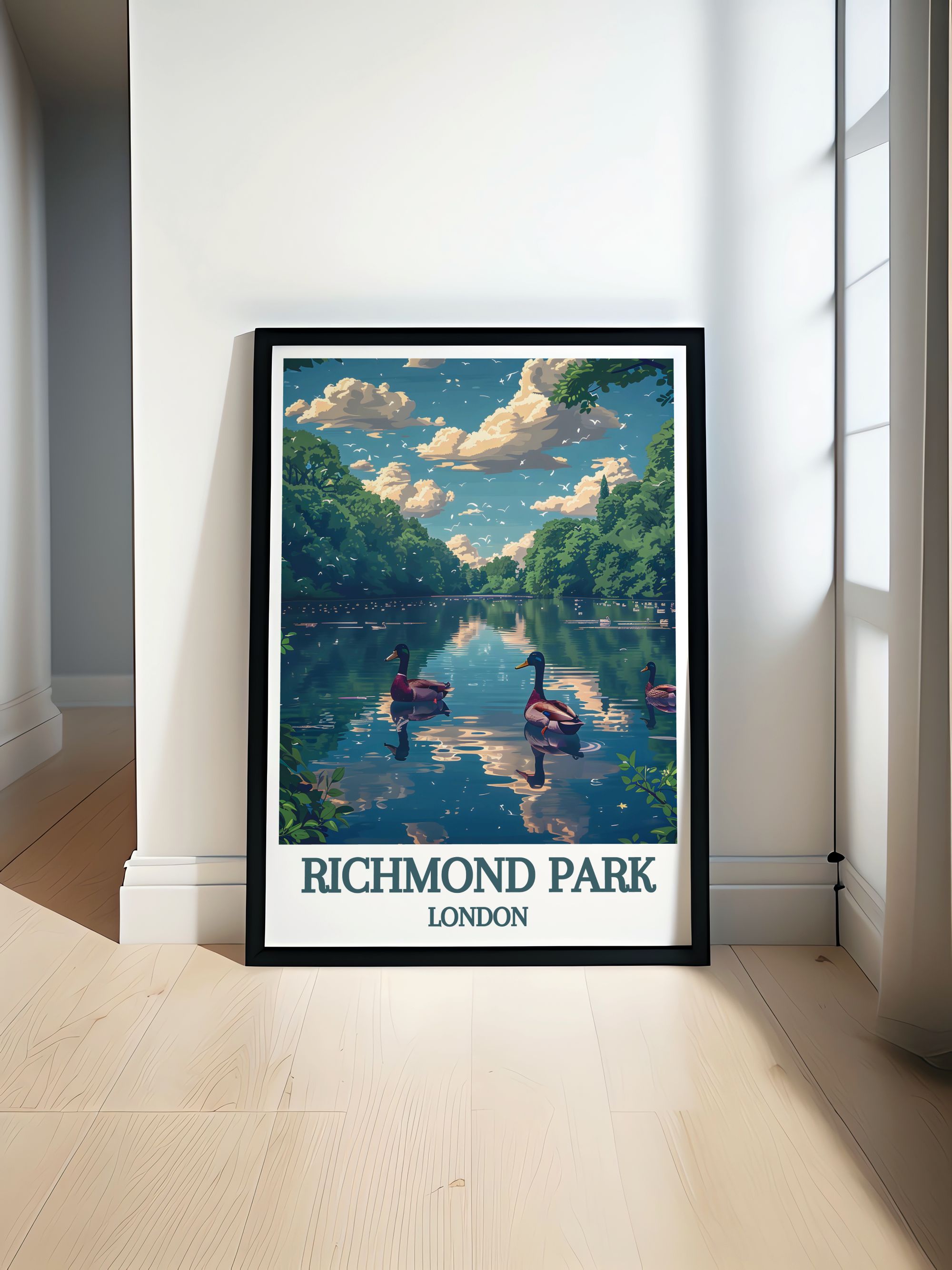 Serene Richmond Park Wall Art Pen Ponds Modern Wall Decor London Prints