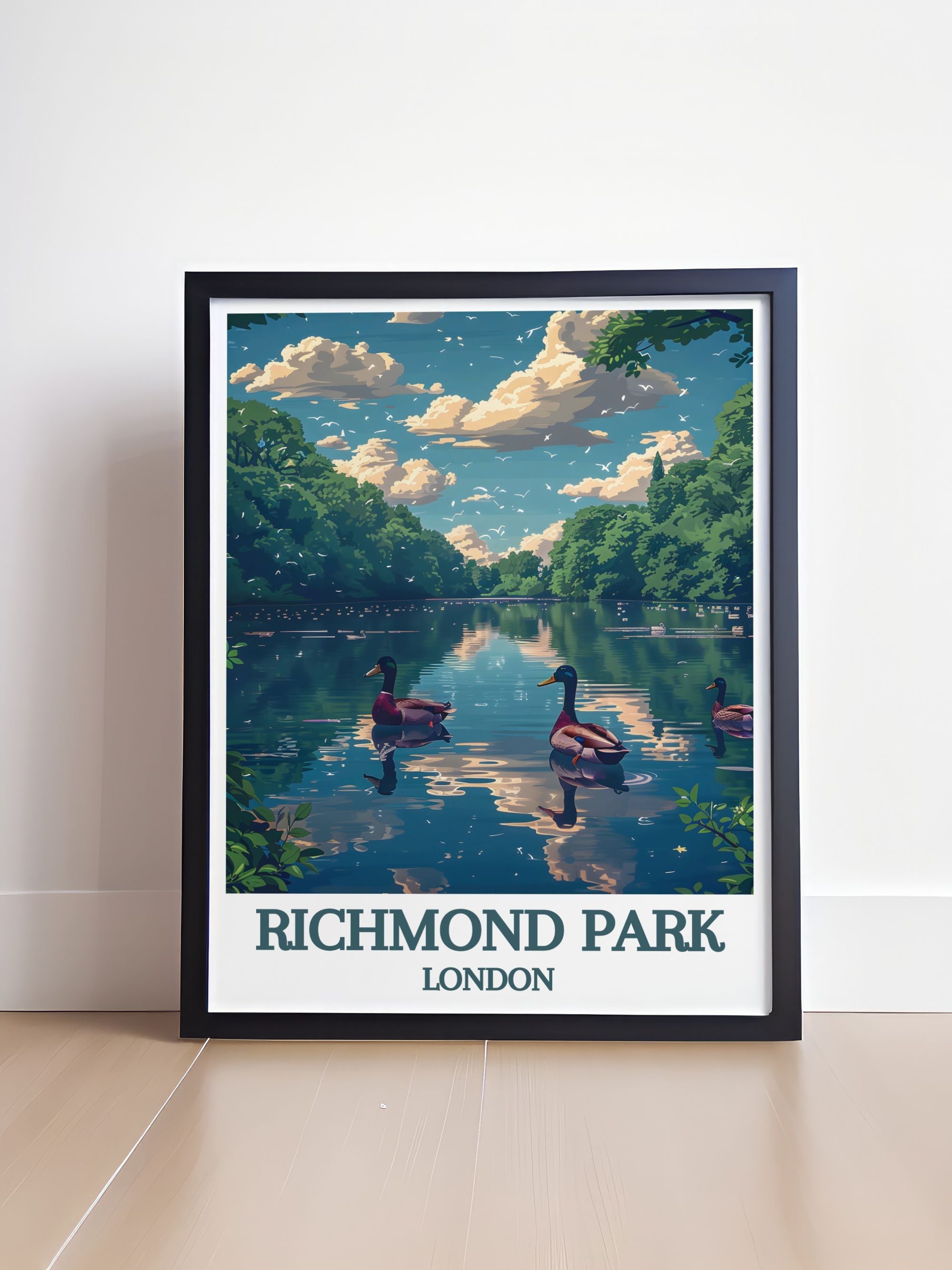 Serene Richmond Park Wall Art Pen Ponds Modern Wall Decor London Prints