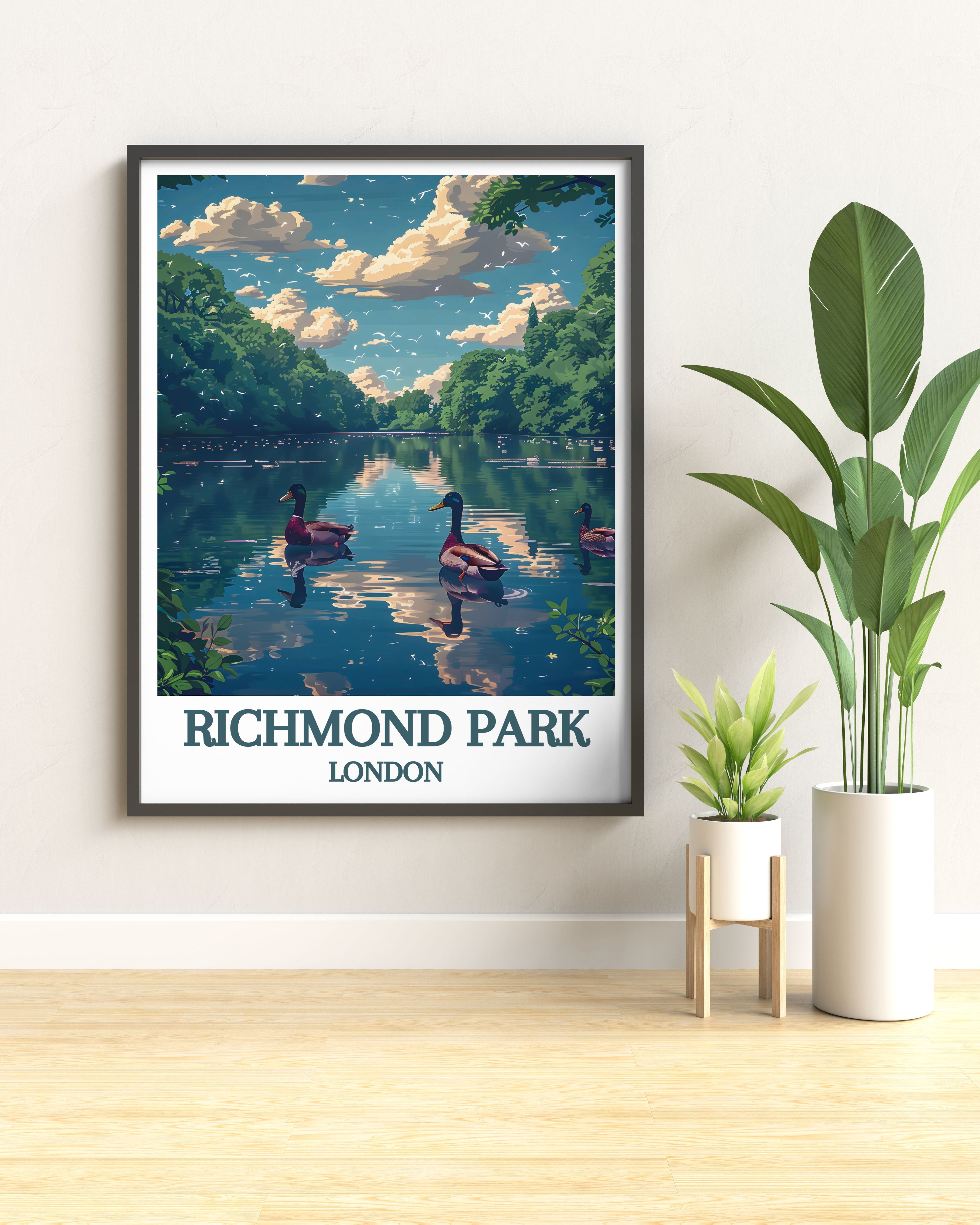 Serene Richmond Park Wall Art Pen Ponds Modern Wall Decor London Prints