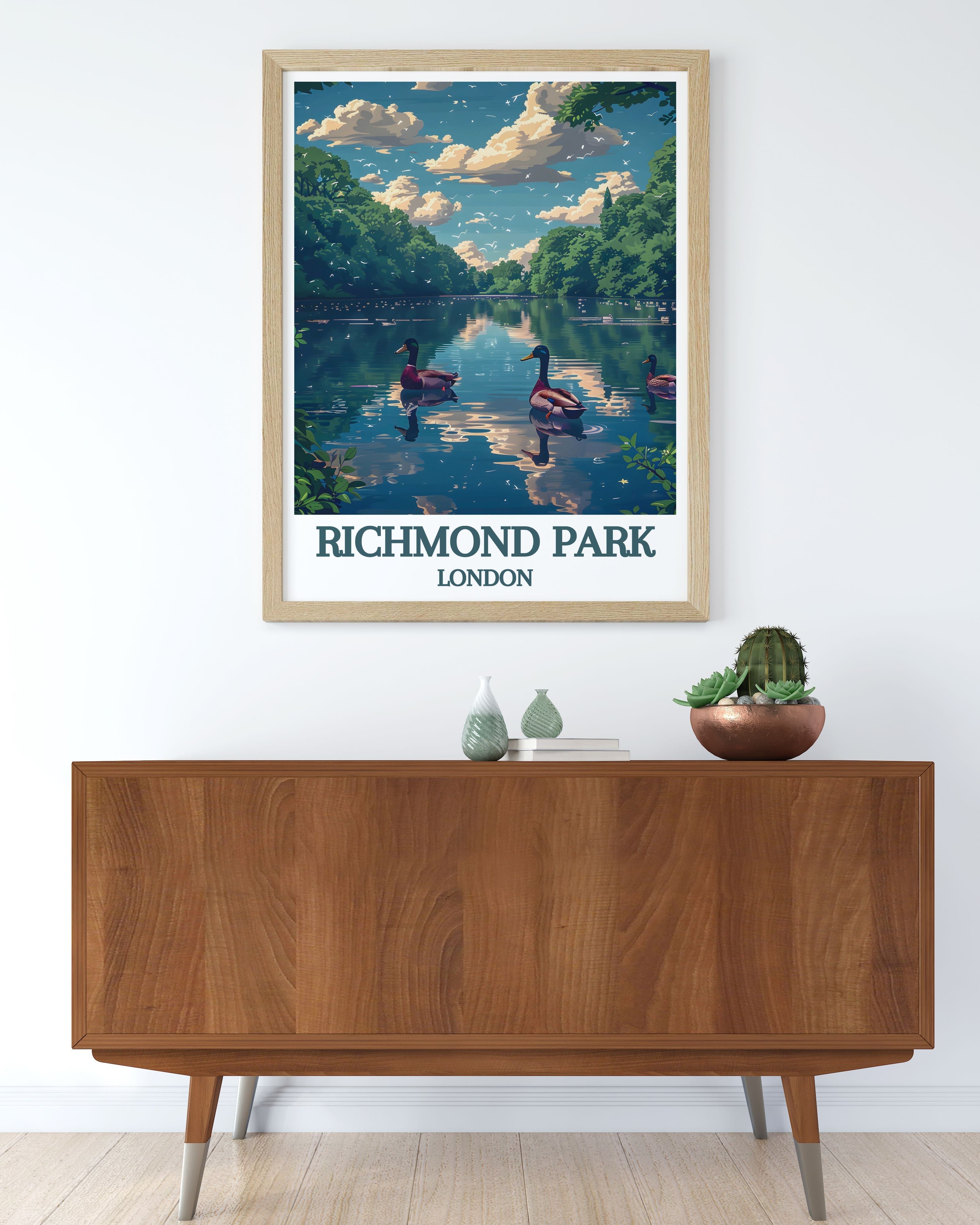 Serene Richmond Park Wall Art Pen Ponds Modern Wall Decor London Prints