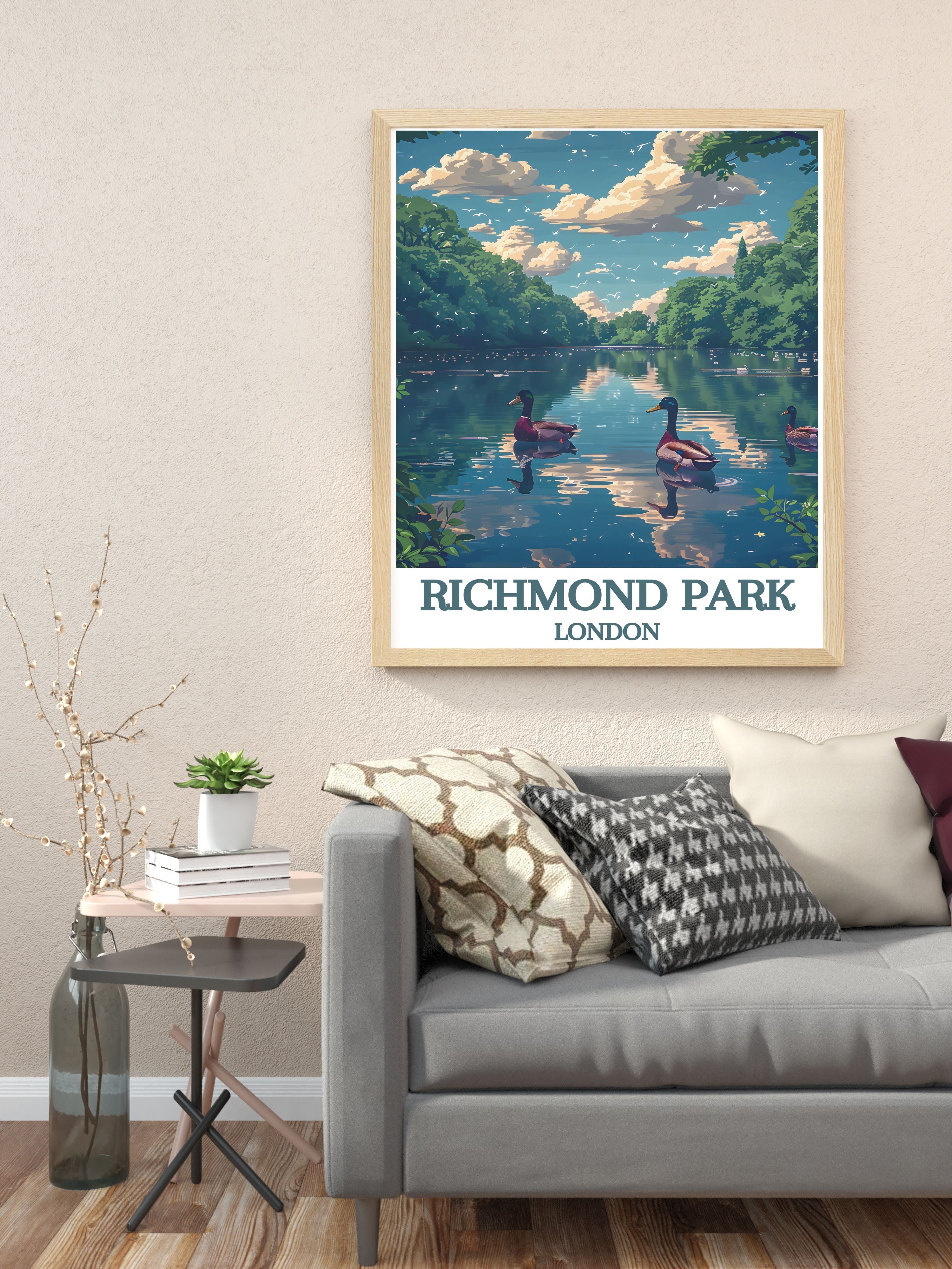 Serene Richmond Park Wall Art Pen Ponds Modern Wall Decor London Prints