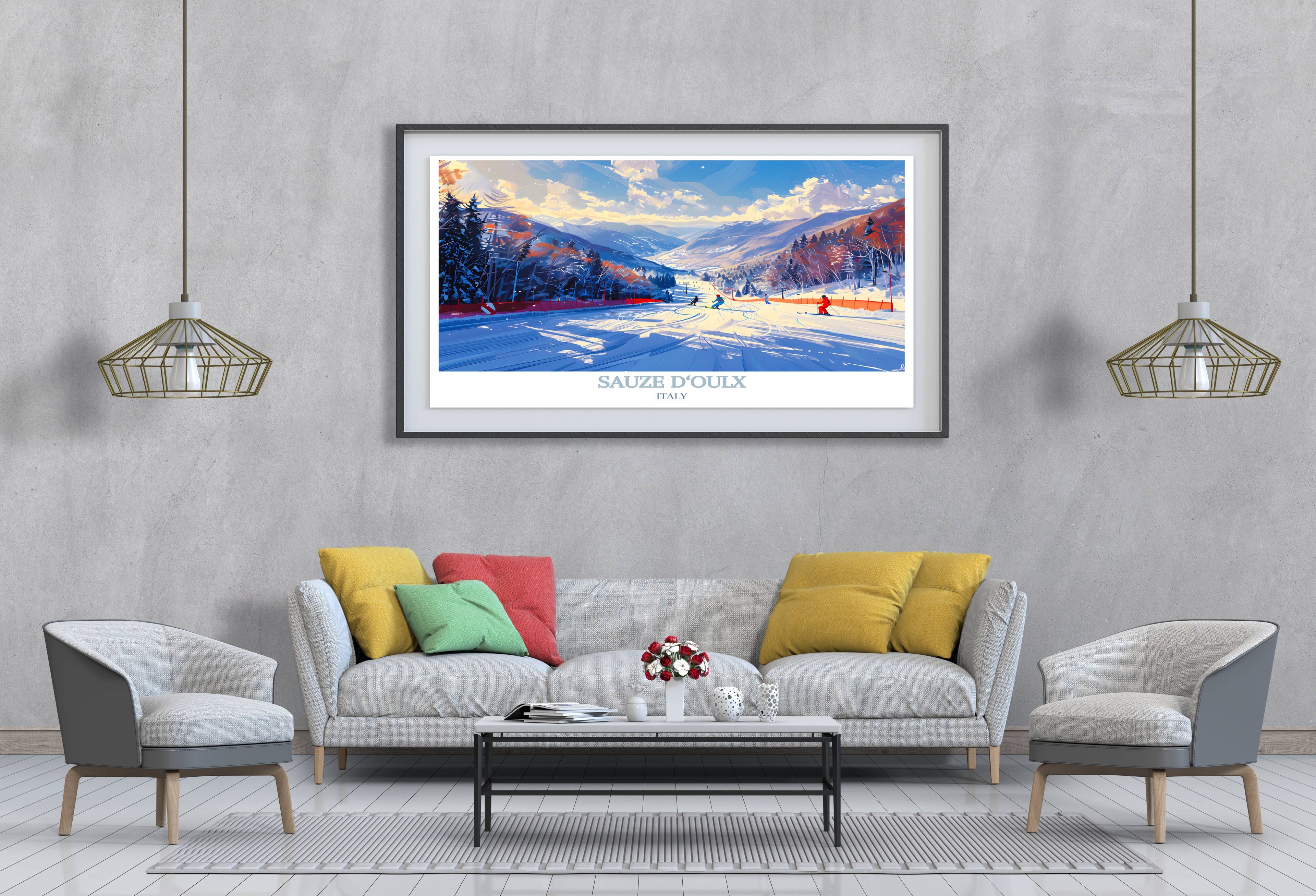 Sauze d'Oulx Ski Resort Wall Decor - Ski Resort Wall Art - Italy Prints