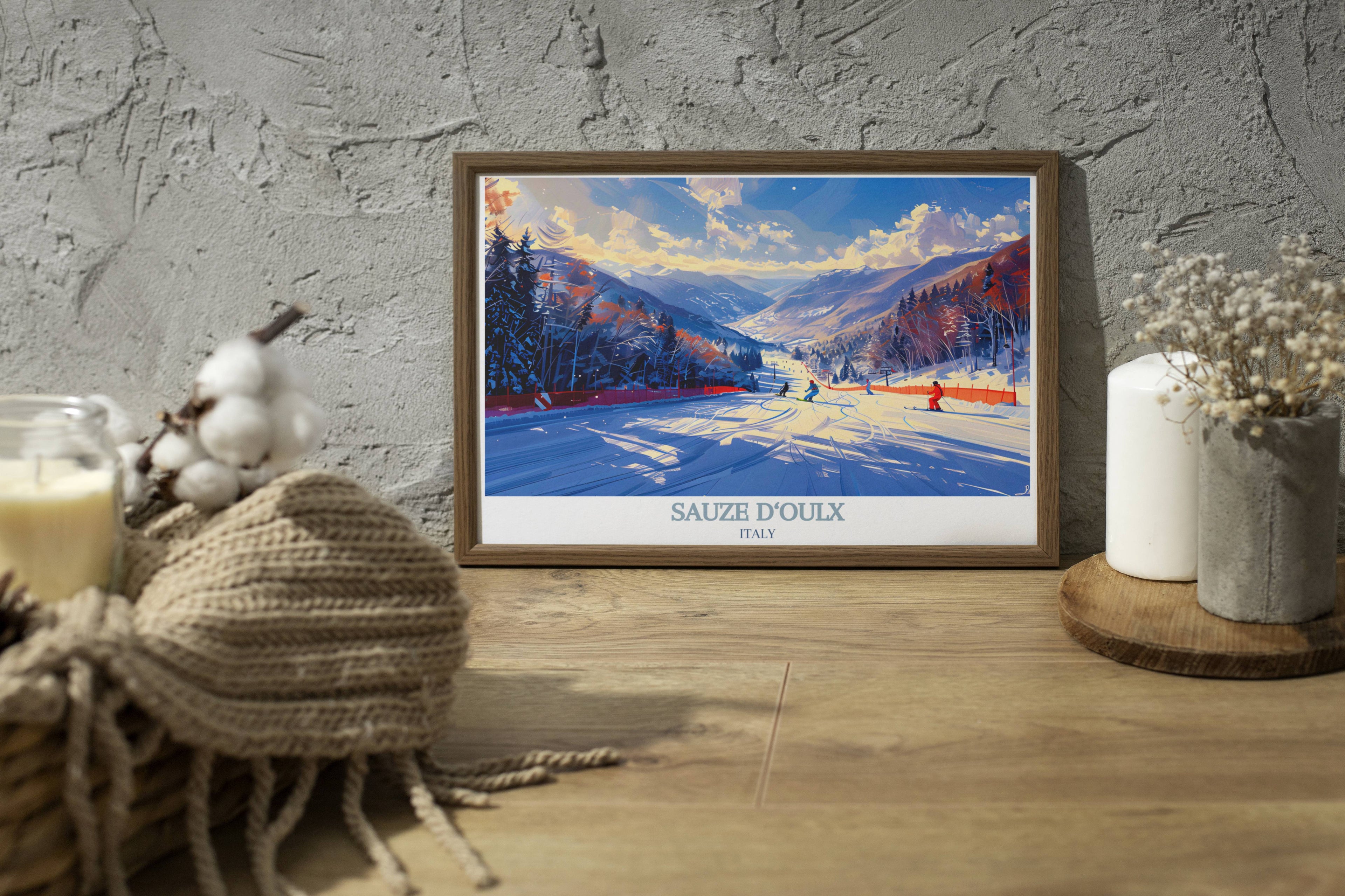 Sauze d'Oulx Ski Resort Wall Decor - Ski Resort Wall Art - Italy Prints