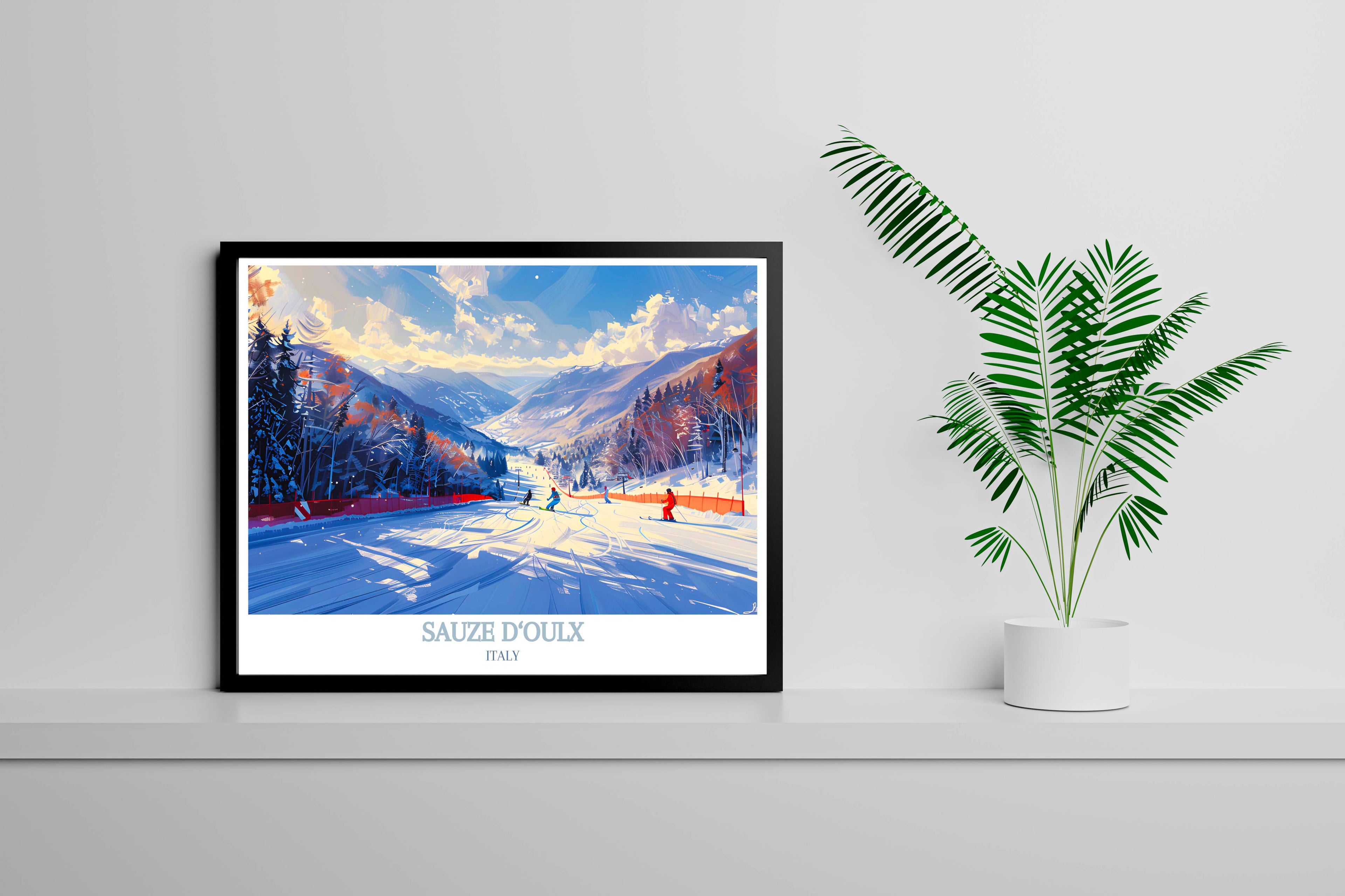 Sauze d'Oulx Ski Resort Wall Decor - Ski Resort Wall Art - Italy Prints