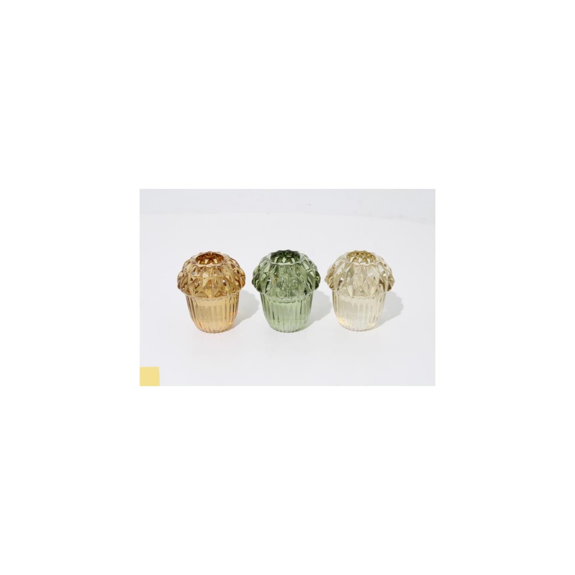 Home styling candlestick 6.4cm 3 assorted candlestick acorn glass 6.4cm-0