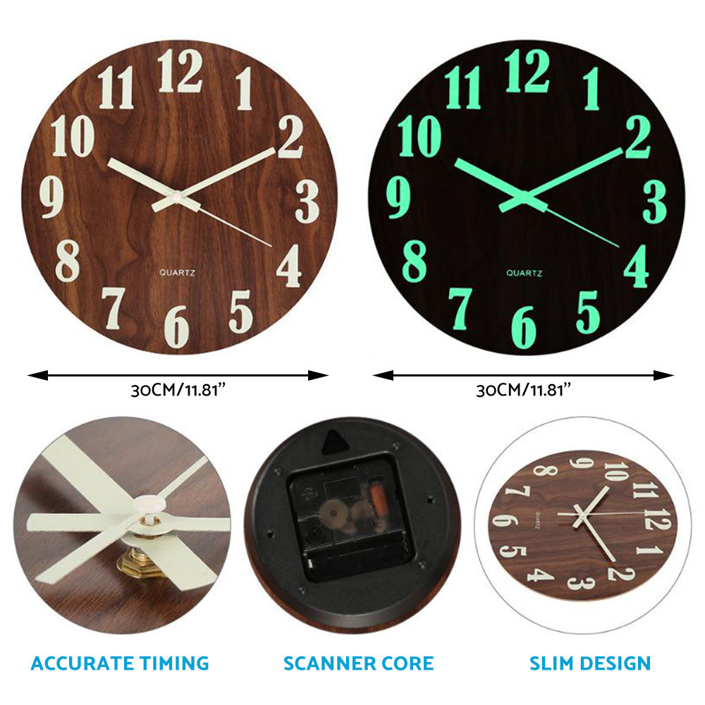 12'' Luminous Wall Clock Suitable for Home Bedroom Living Room-1