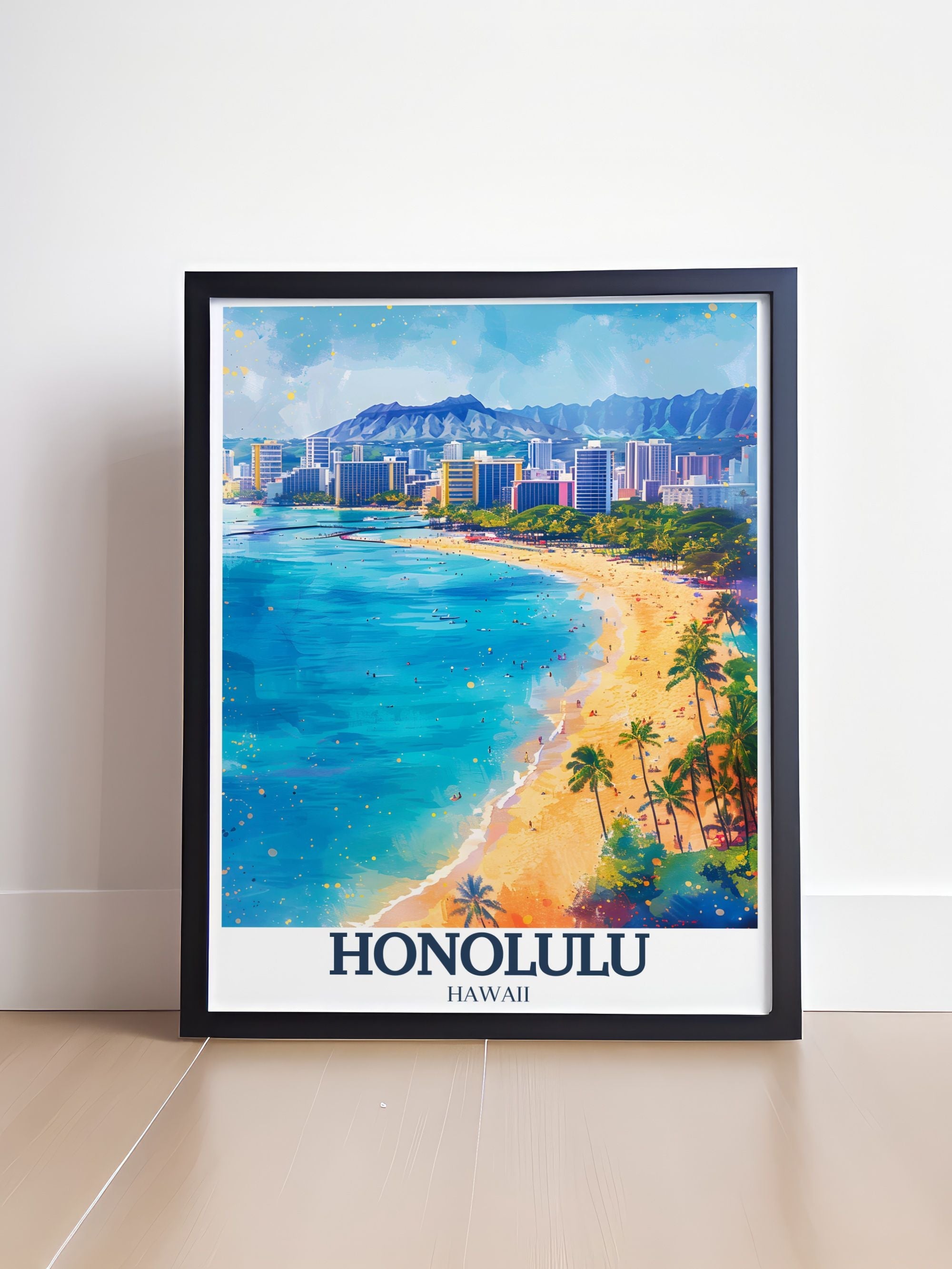 Honolulu  Art Prints - Waikiki Beach Home Decor - Aloha Tower Custom Prints - Diamond Head  Wall Art