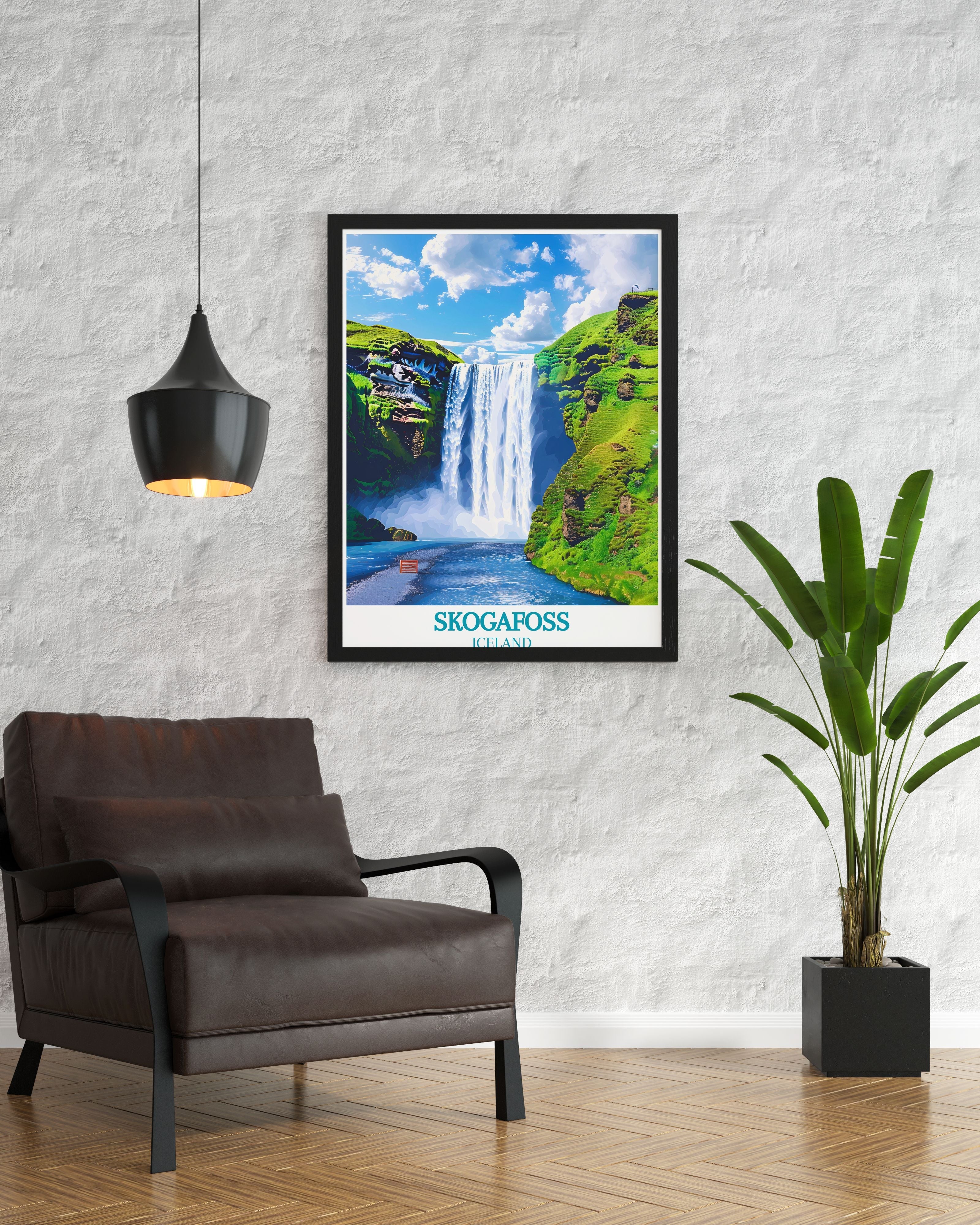 Skogafoss Custom Prints Skogafoss Waterfall Gallery Wall Art Iceland Modern Wall Decor