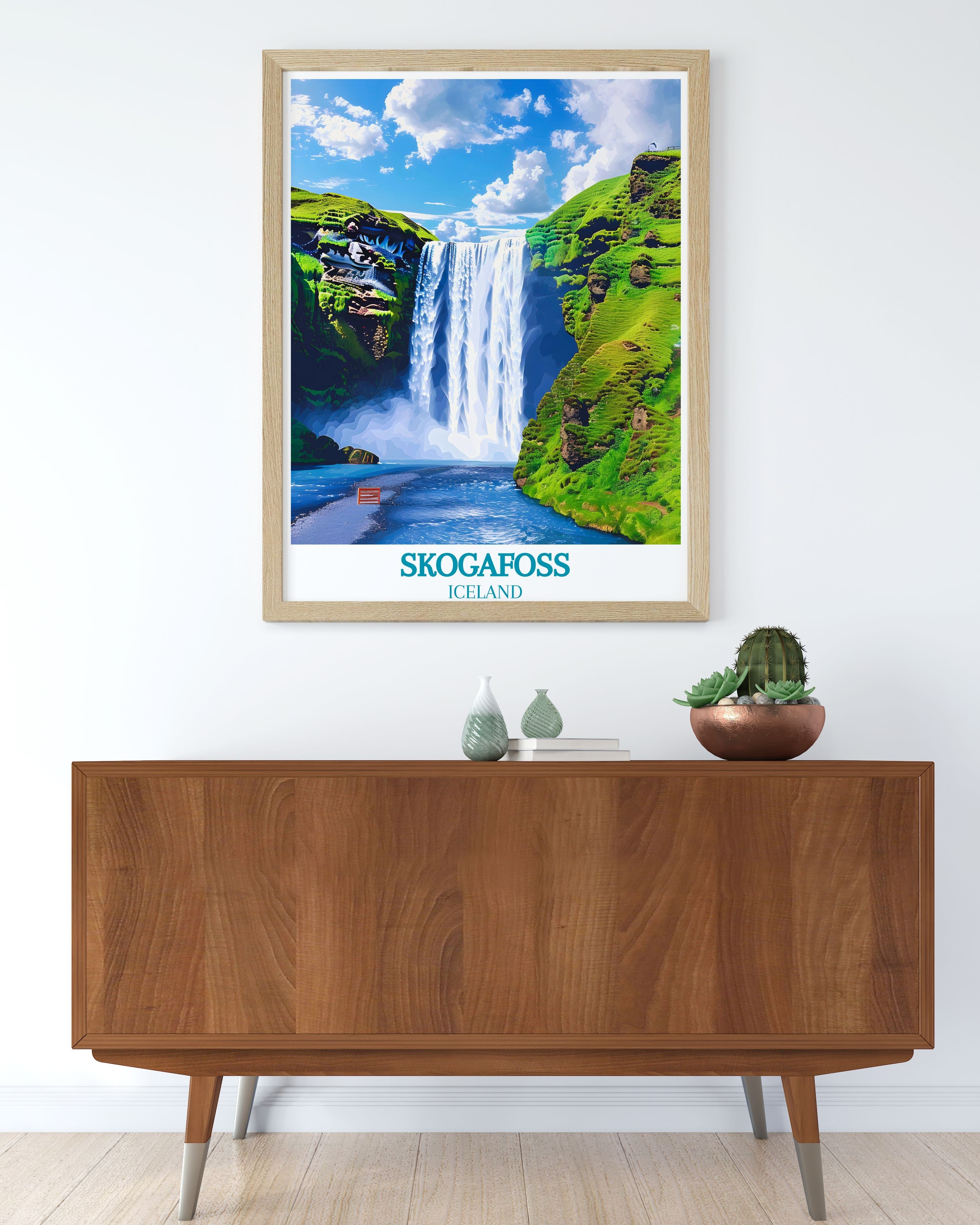 Skogafoss Custom Prints Skogafoss Waterfall Gallery Wall Art Iceland Modern Wall Decor