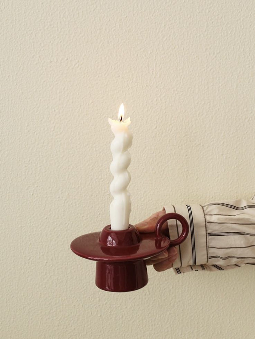 Handmade Ceramic UFO Candle Holder, Retro Table Decor
