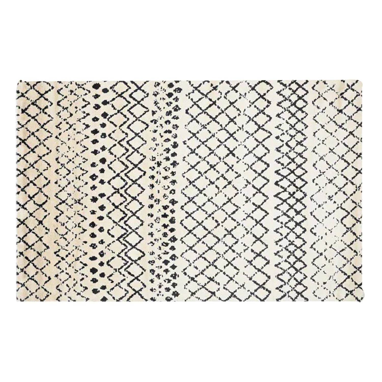 Cream and Black - Handcrafted Rug/Carpet | Pure New Zealand Wool | Hand Tufted | High Pile | High Density | Yarn Dyed