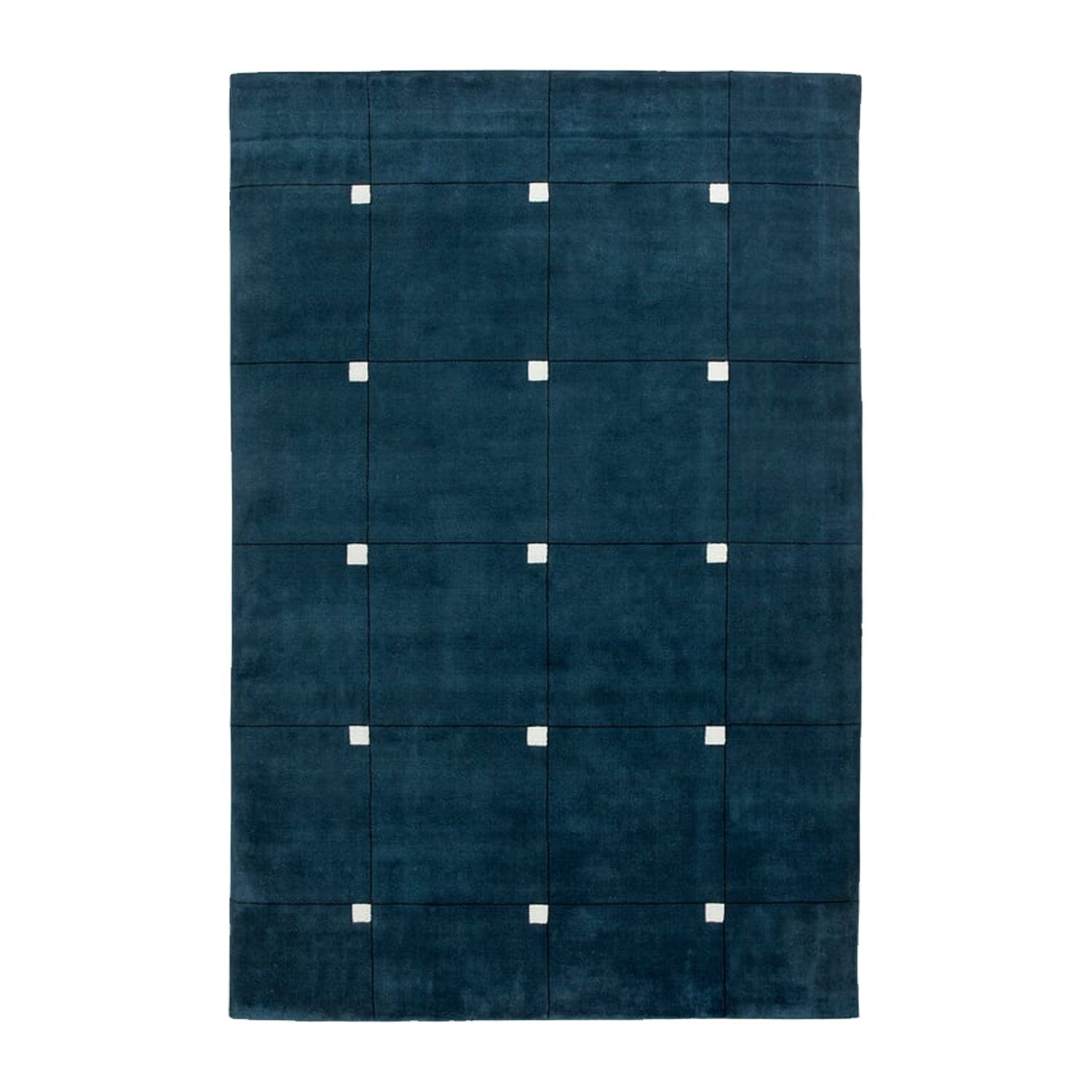 Blue with White - Handcrafted Rug/Carpet | Pure New Zealand Wool | Hand Tufted | High Pile | High Density | Yarn Dyed