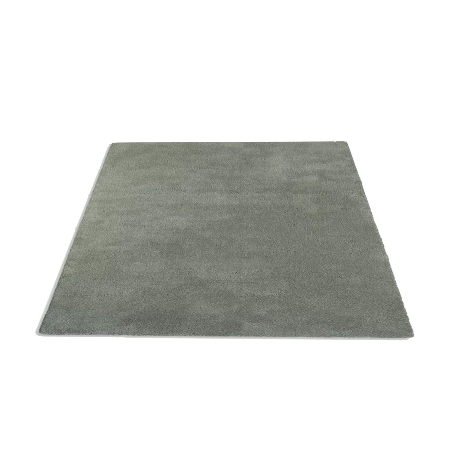 Grey Green | Solid Color - Handcrafted Rug/Carpet | Pure New Zealand Wool | Hand Tufted | High Pile | High Density | Yarn Dyed