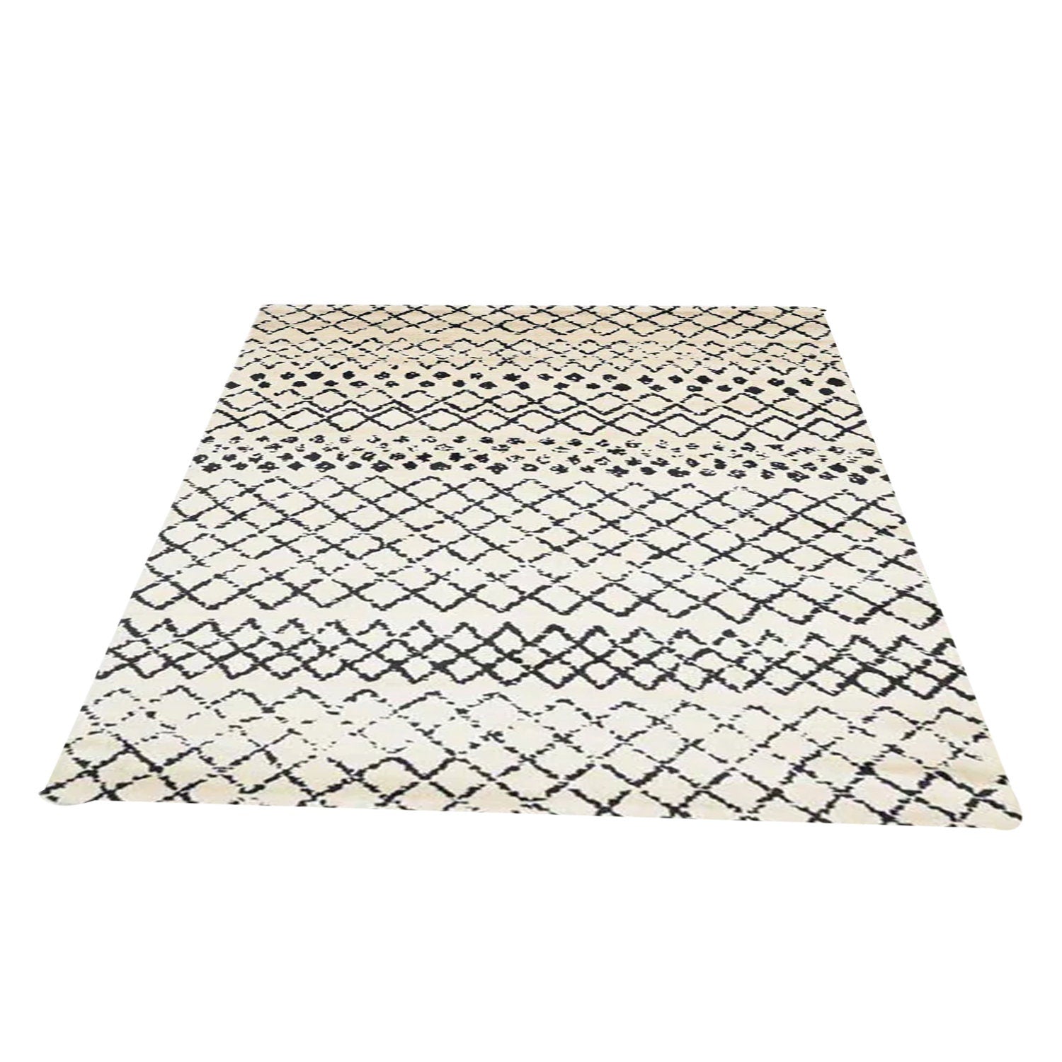 Cream and Black - Handcrafted Rug/Carpet | Pure New Zealand Wool | Hand Tufted | High Pile | High Density | Yarn Dyed