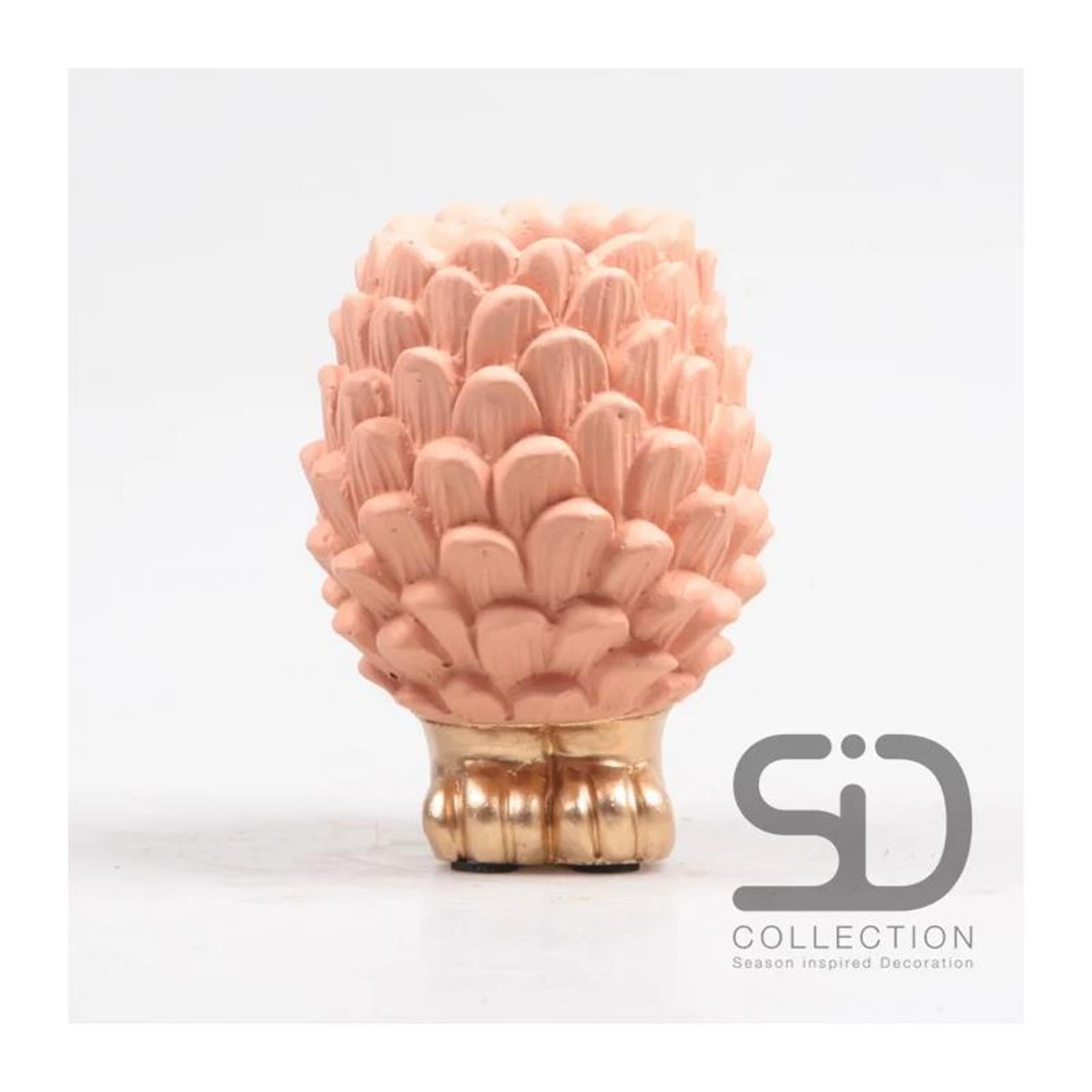 Season inspired decoration pine cone vase on base 12cm beige red