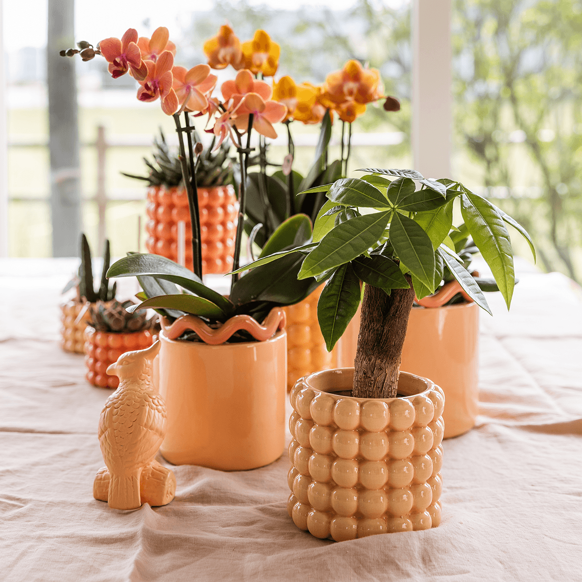 Ziertopf Poppy – Peach – Ø9cm – Moderner Keramik Blumentopf in glänzendem Pfirsichton – Stilvoller Übertopf für Zimmerpflanzen, Sukkulenten & Orchideen-1