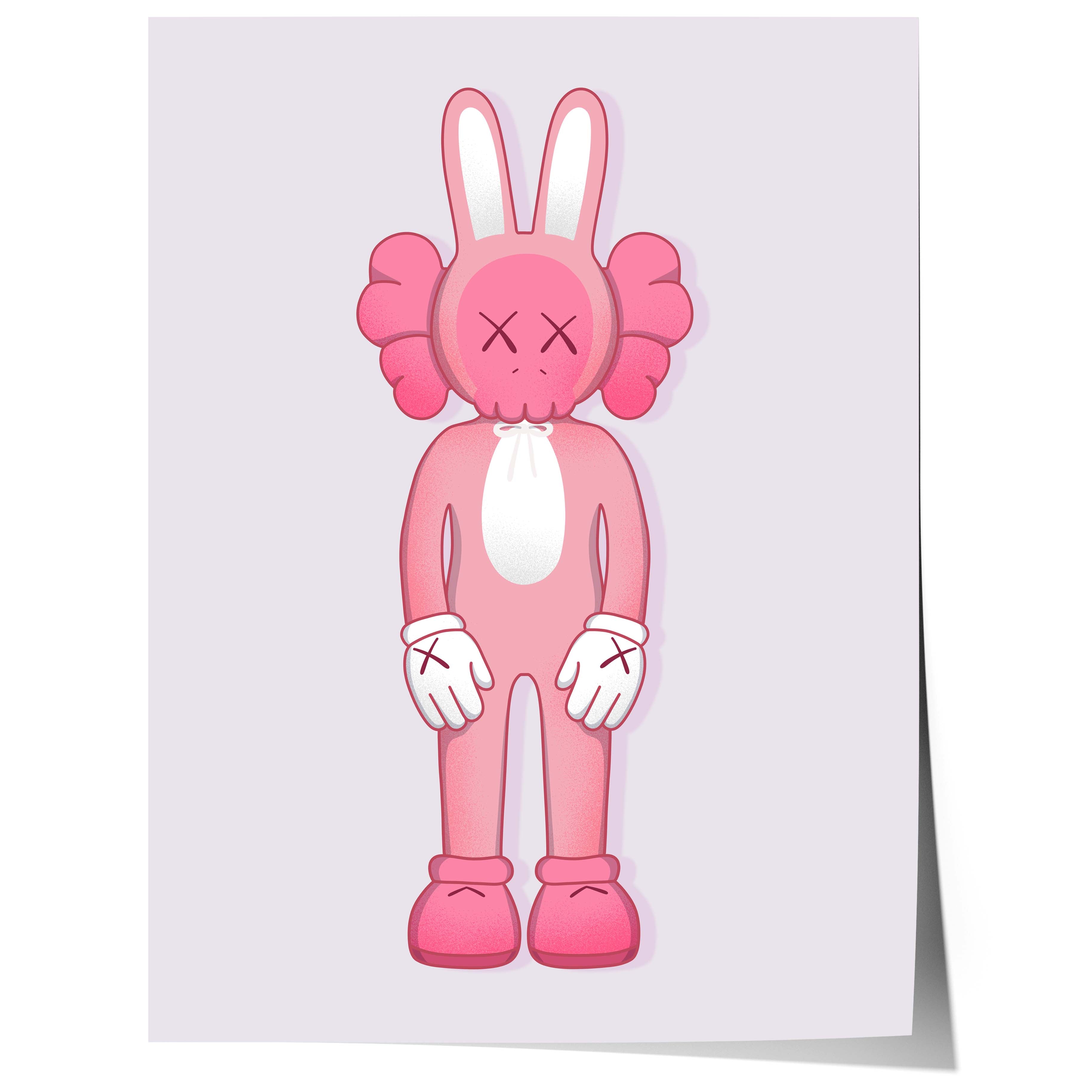 Pink Bunny Skull Character Poster · Cartoon Figur · Pop Art Style · Cute & Edgy Design · Modern Wandbild · Print ohne Rahmen-0