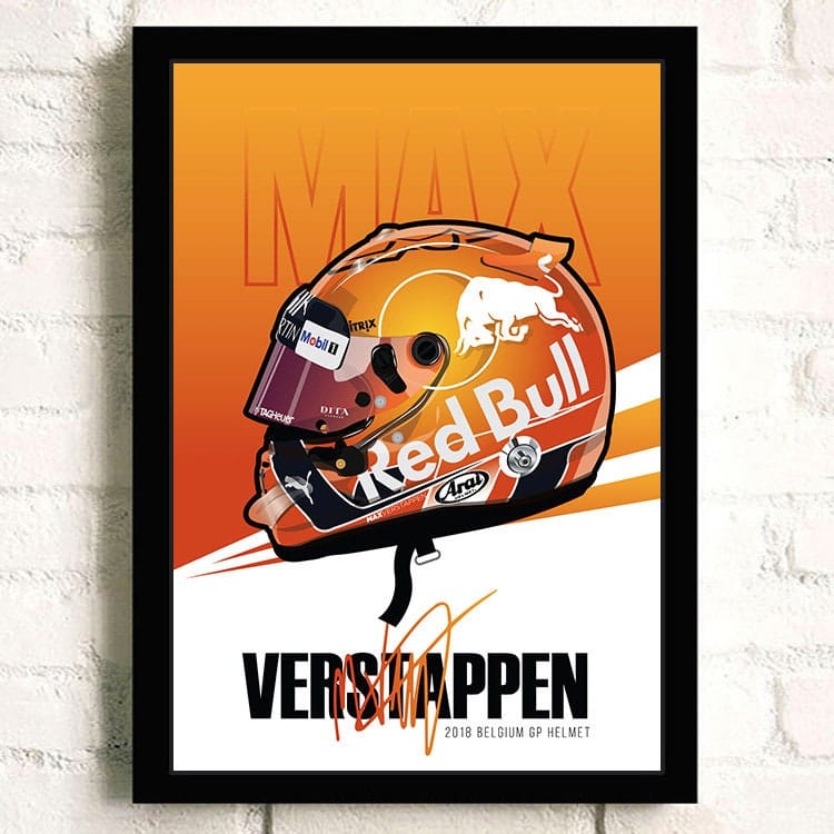 Poster Formel 1 Helm Rennfahrer Name Unterschrift · Deko Print ohne Rahmen-0