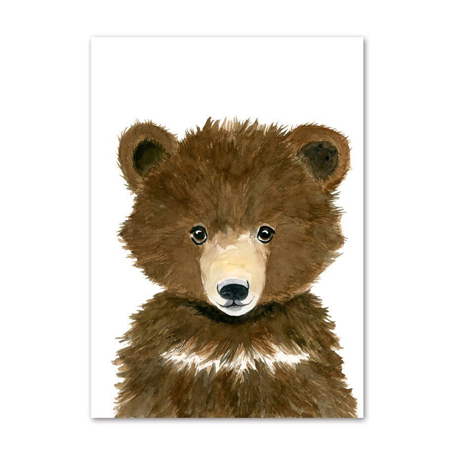 Poster Kinderzimmer Tiere Fuchs Elefant Bär Hase Zebra · Kinderzimmer Bilder · Wand Deko · Kunst Druck · Deko Print · ohne Rahmen-5