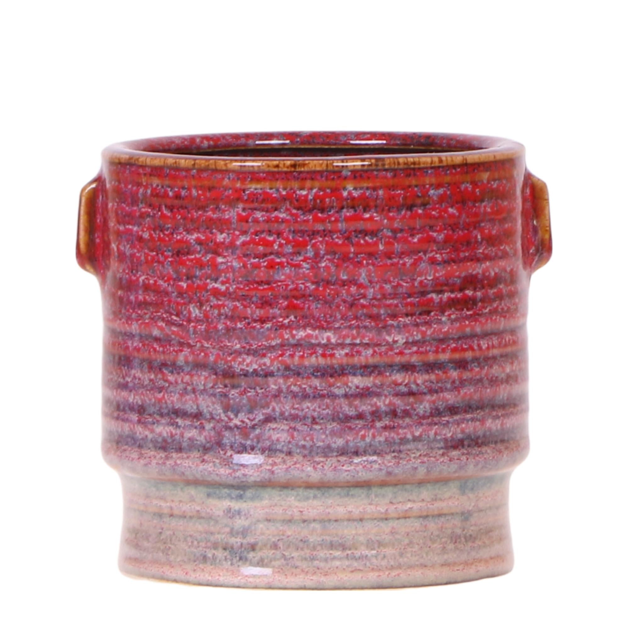 Aura Pflanztopf – Ø9cm – Retro Blumentopf im Bold Seventies Stil – Keramik Übertopf mit Henkeln – Dekorativer Blumentopf für Zimmerpflanzen-0