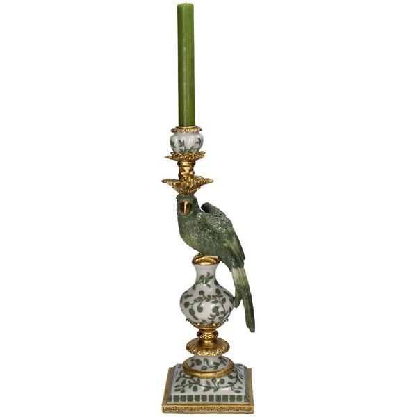 Kerzenhalter Vogel – Grün – Polyresin – 13x13x39cm – Deko & Wohnaccessoire-1