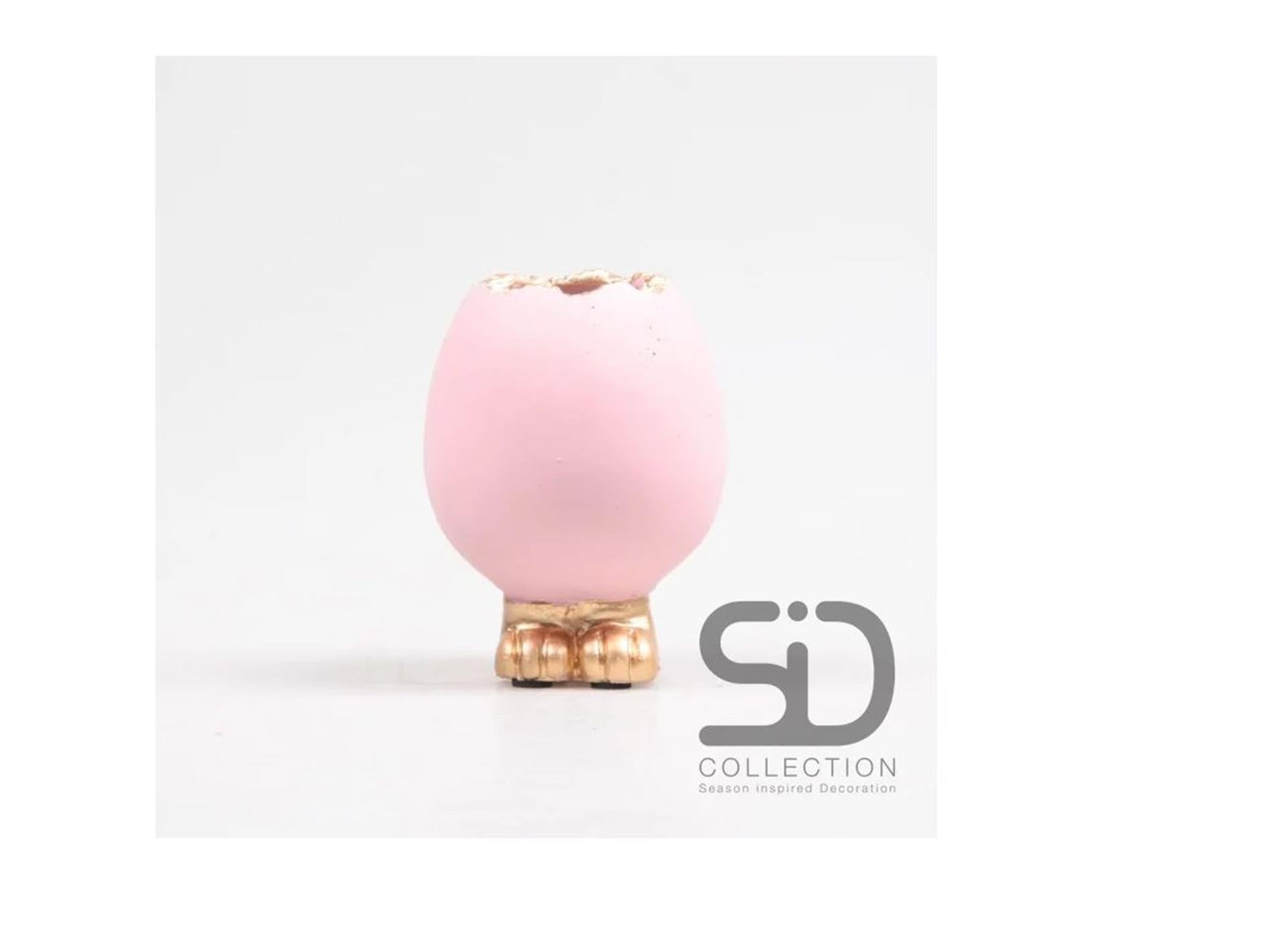 Season inspired decoration vase egg with feet 7.5x7.5x10cm pink