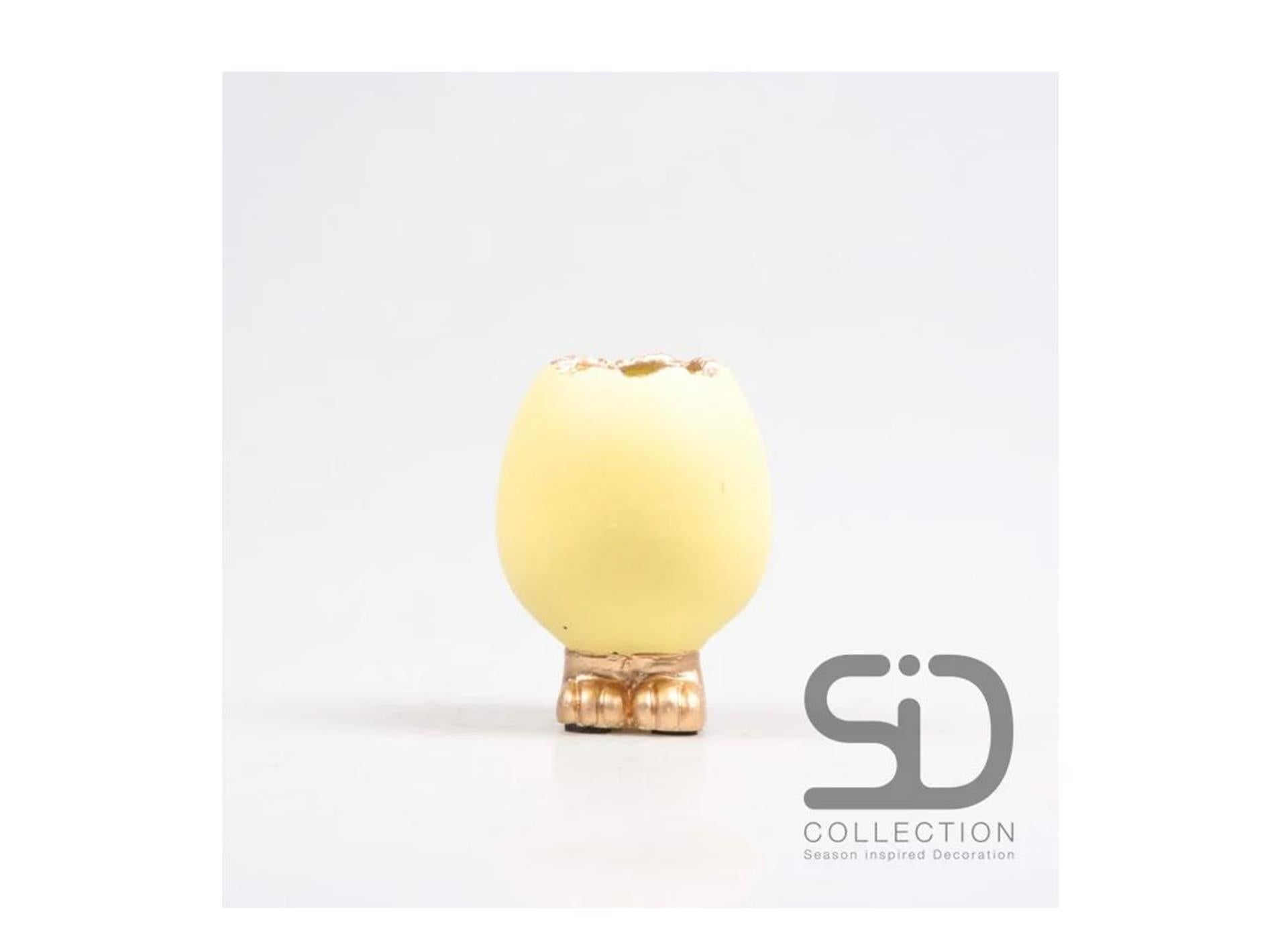 Season inspired decoration vase egg with feet 7.5x7.5x10cm yellow