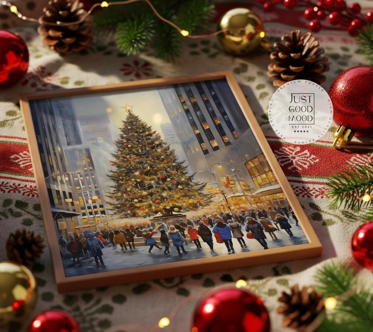 Weihnachtsbaum New York Poster · Rockefeller Center Weihnachtsbaum · Geschenkidee · Dekoprint ohne Rahmen-2